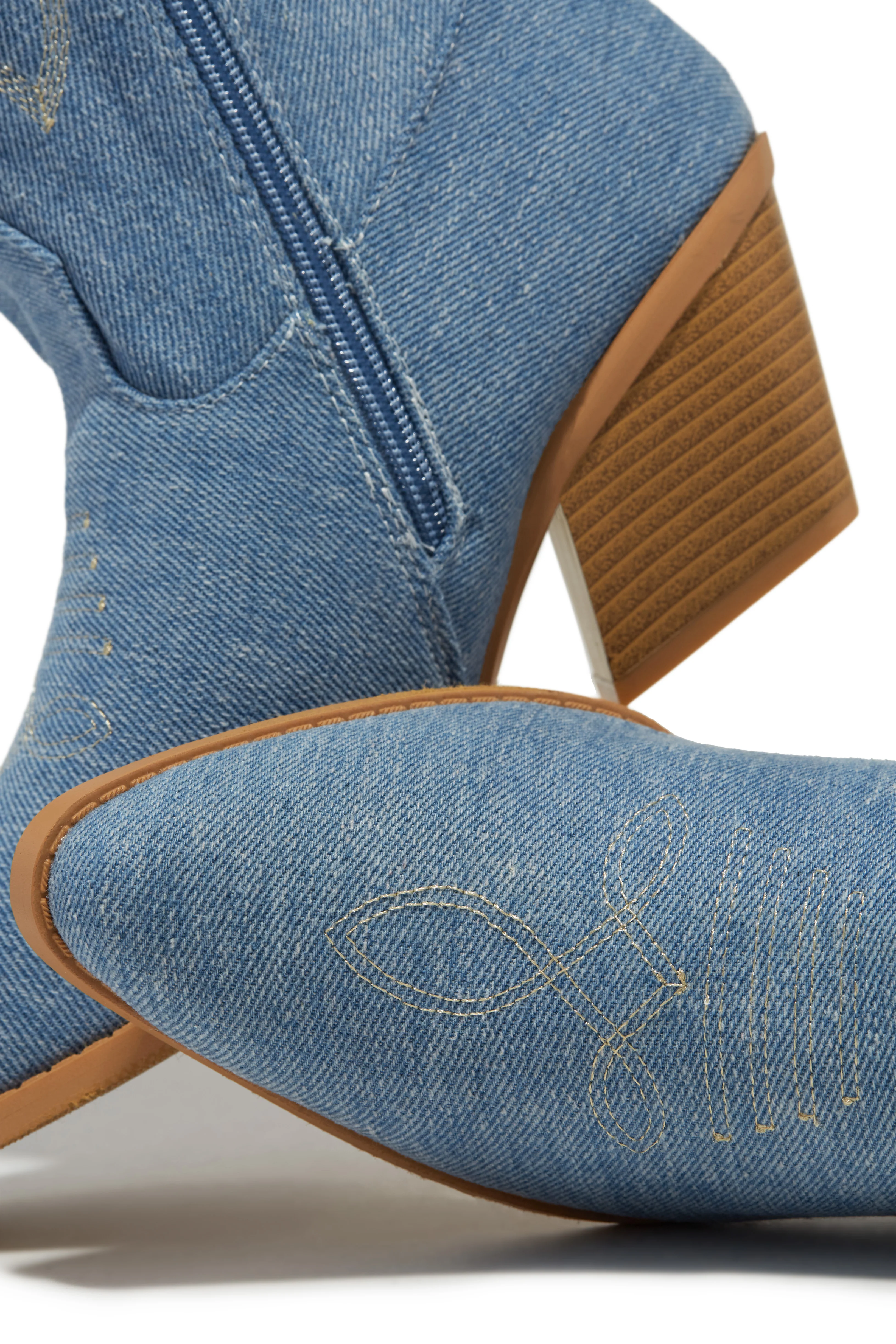 Abby Cowgirl Boots - Denim - Image 2
