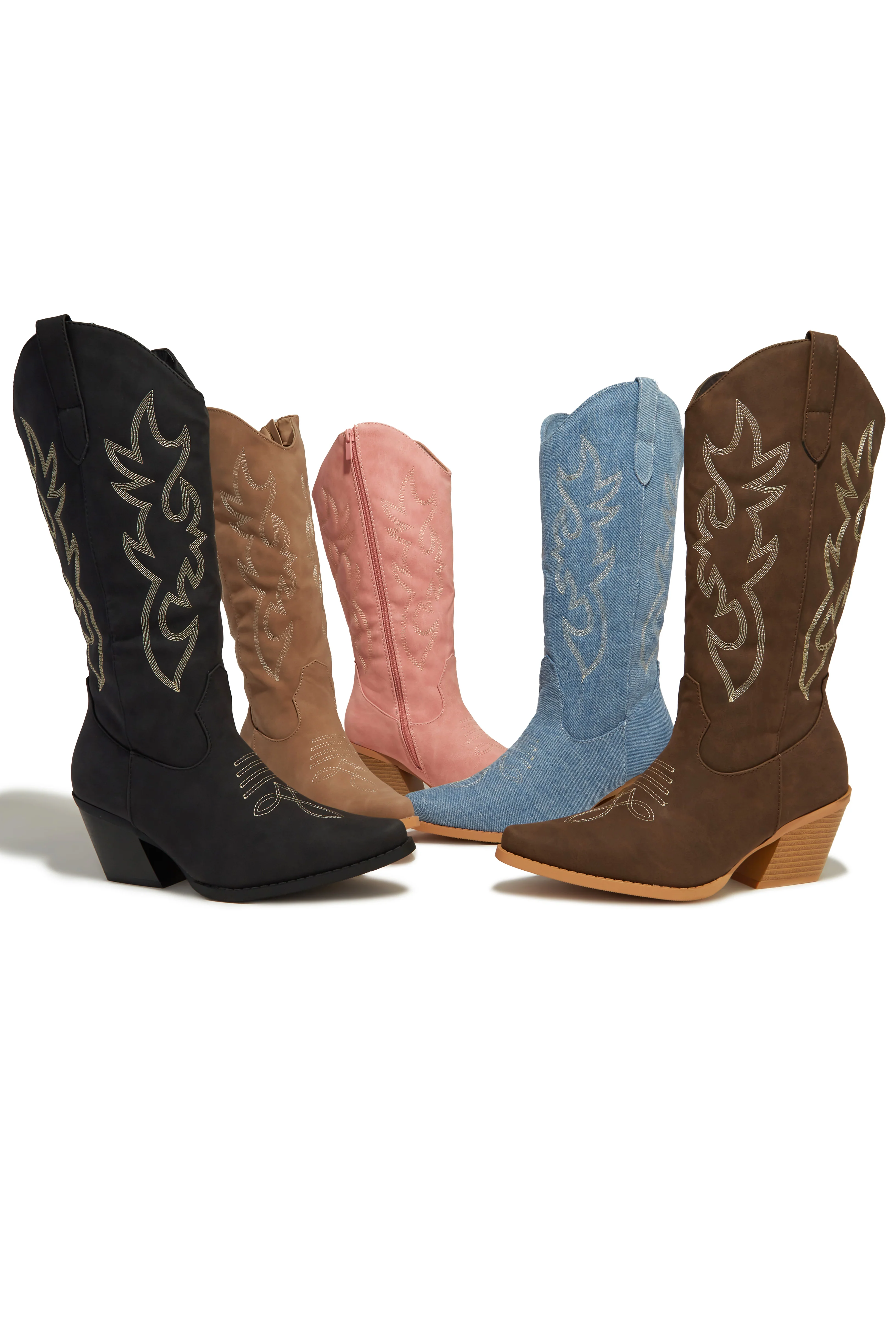 Abby Cowgirl Boots - Denim - Image 4