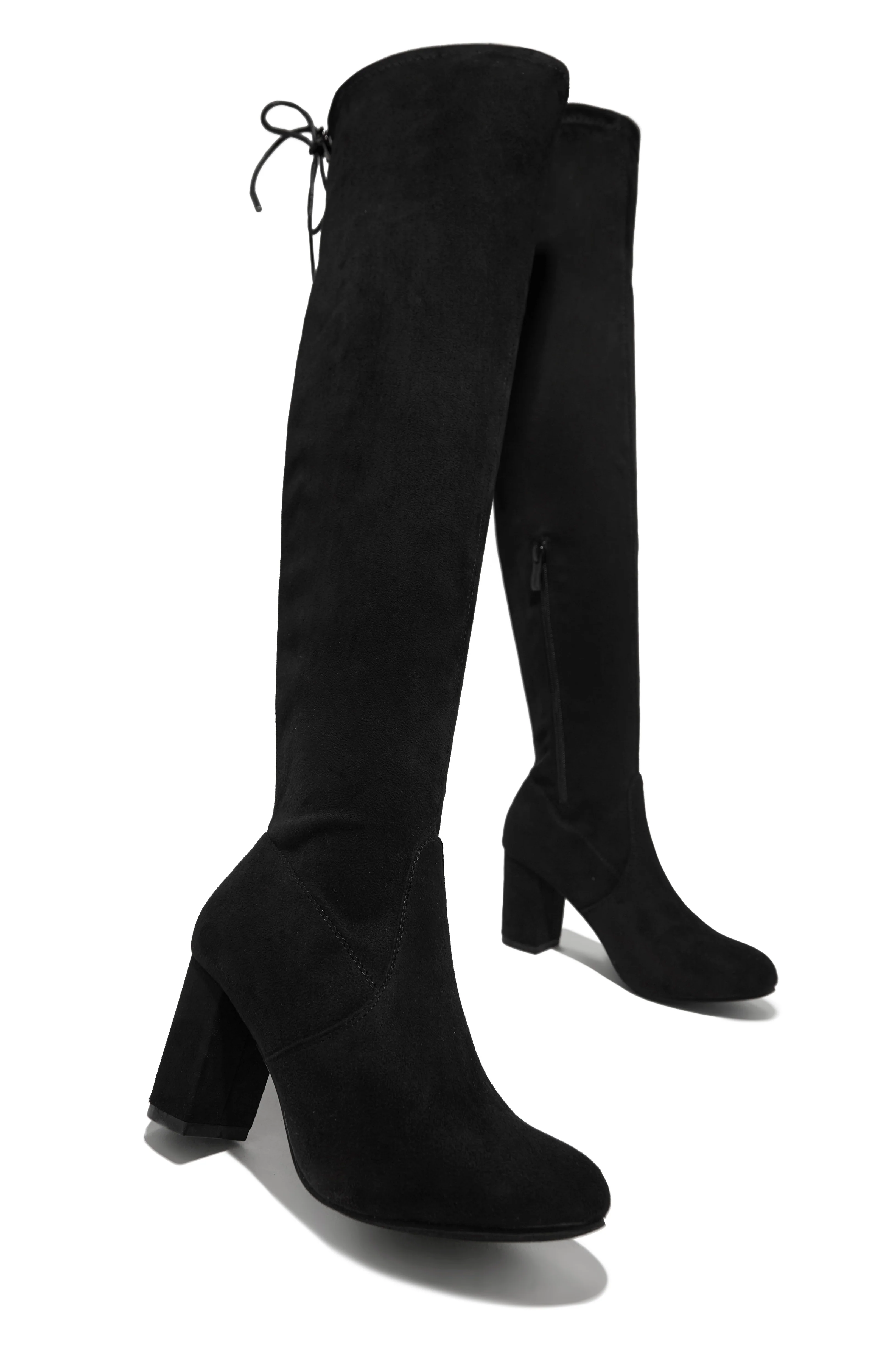 Adalee Over The Knee Block Heel Boots - Black - Image 2