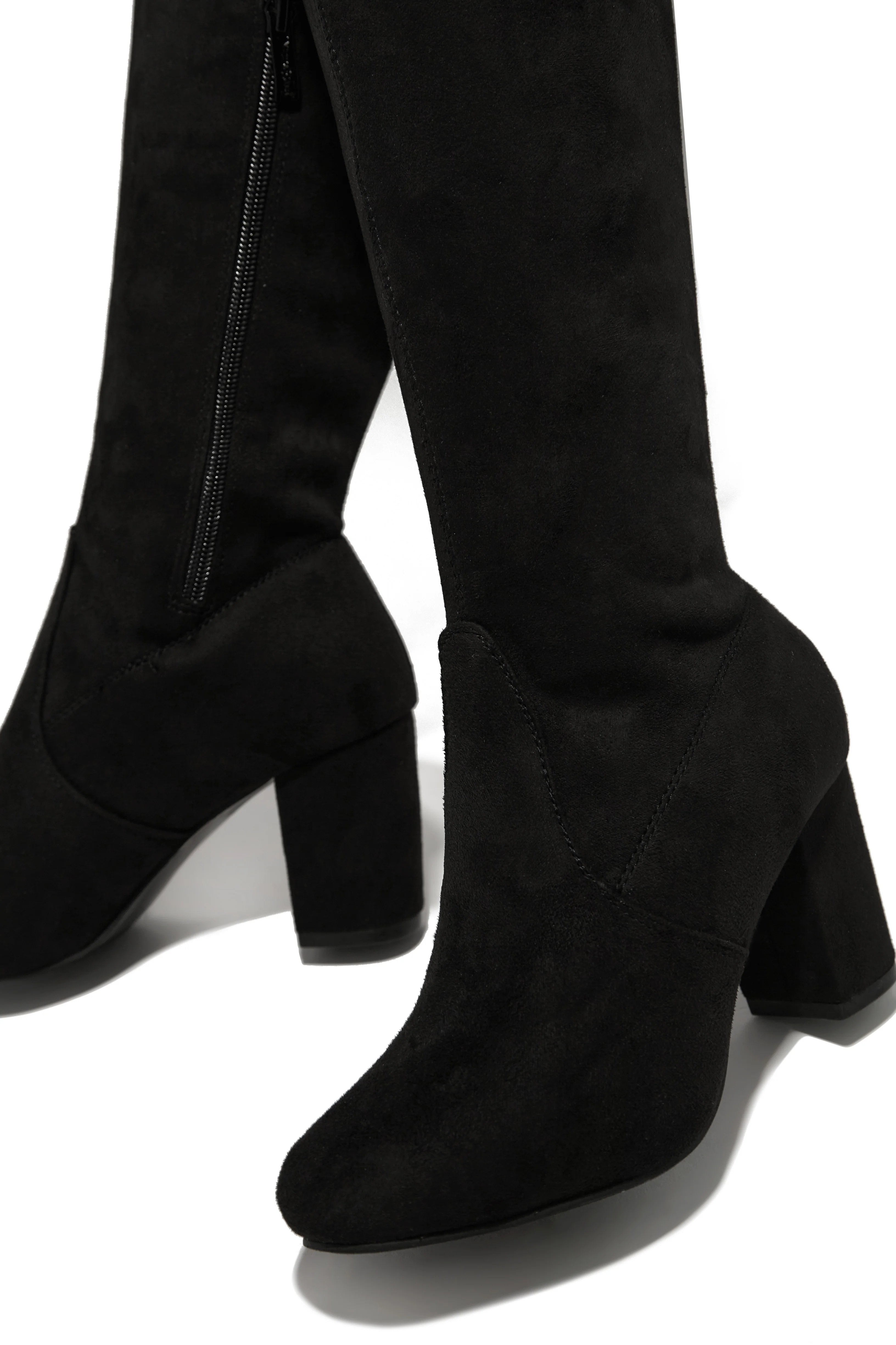 Adalee Over The Knee Block Heel Boots - Black - Image 3