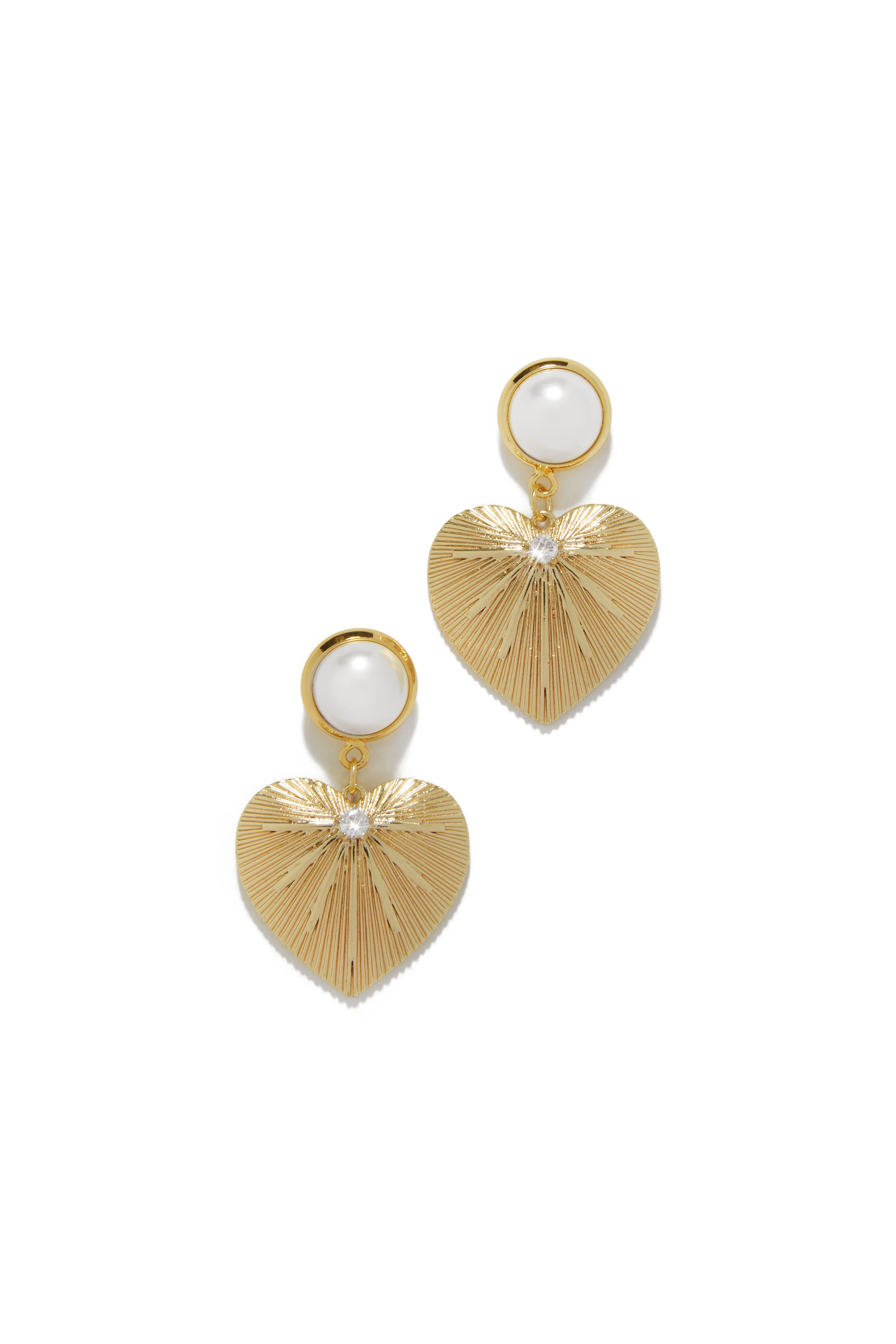 Adoria Heart Embellished Earring - Gold - Image 4