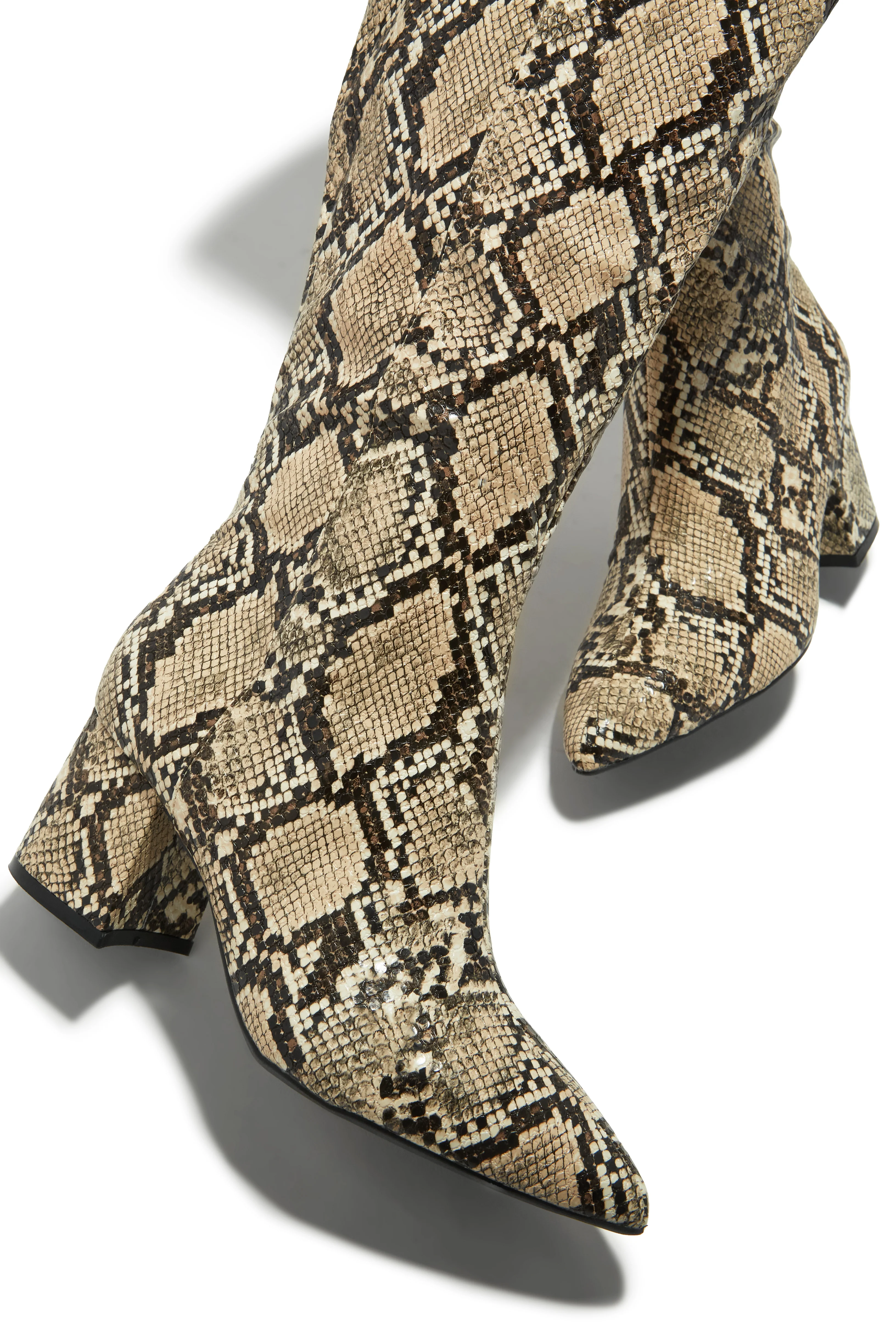 Adri Block Heel Boots - Snake - Image 2