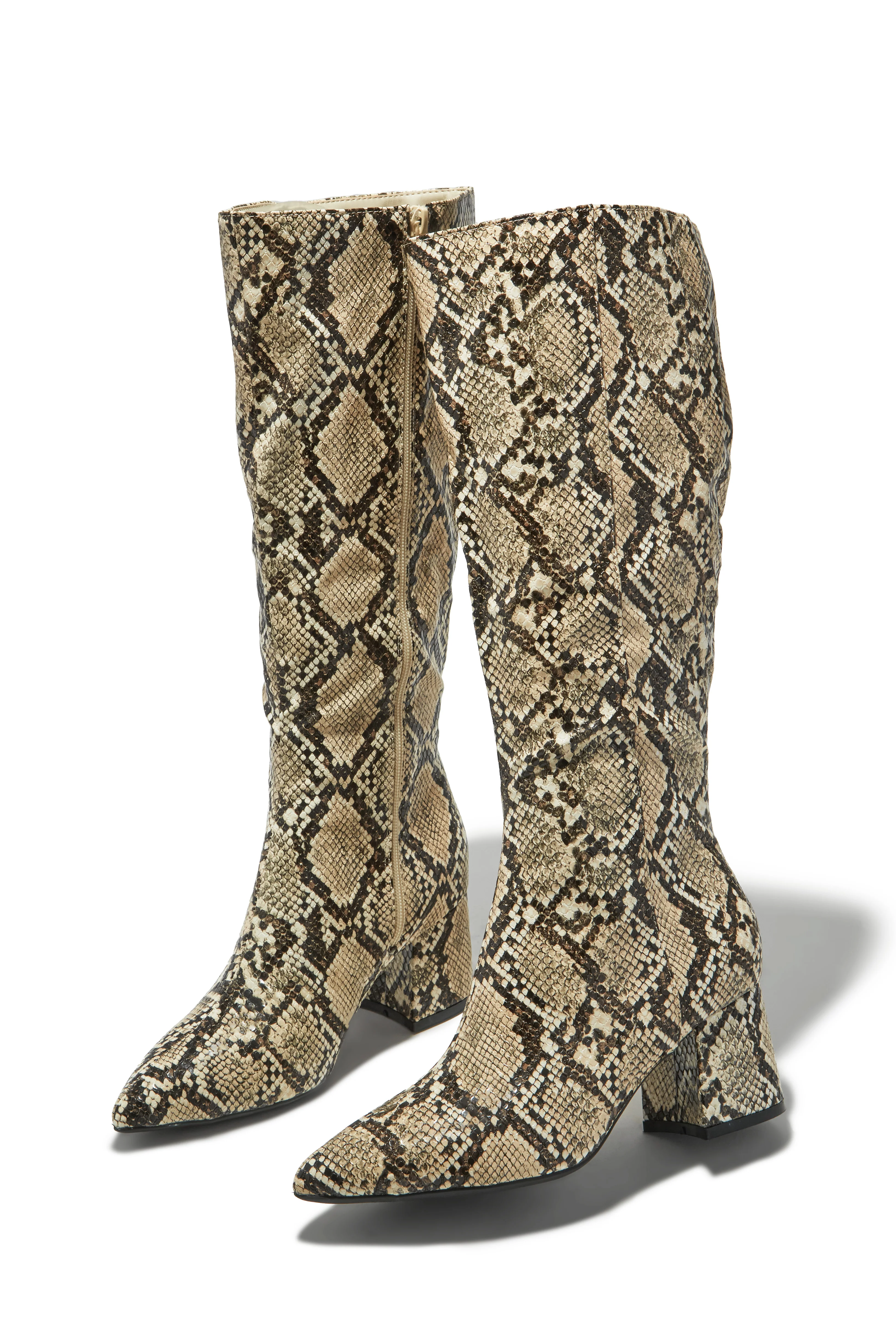Adri Block Heel Boots - Snake - Image 4