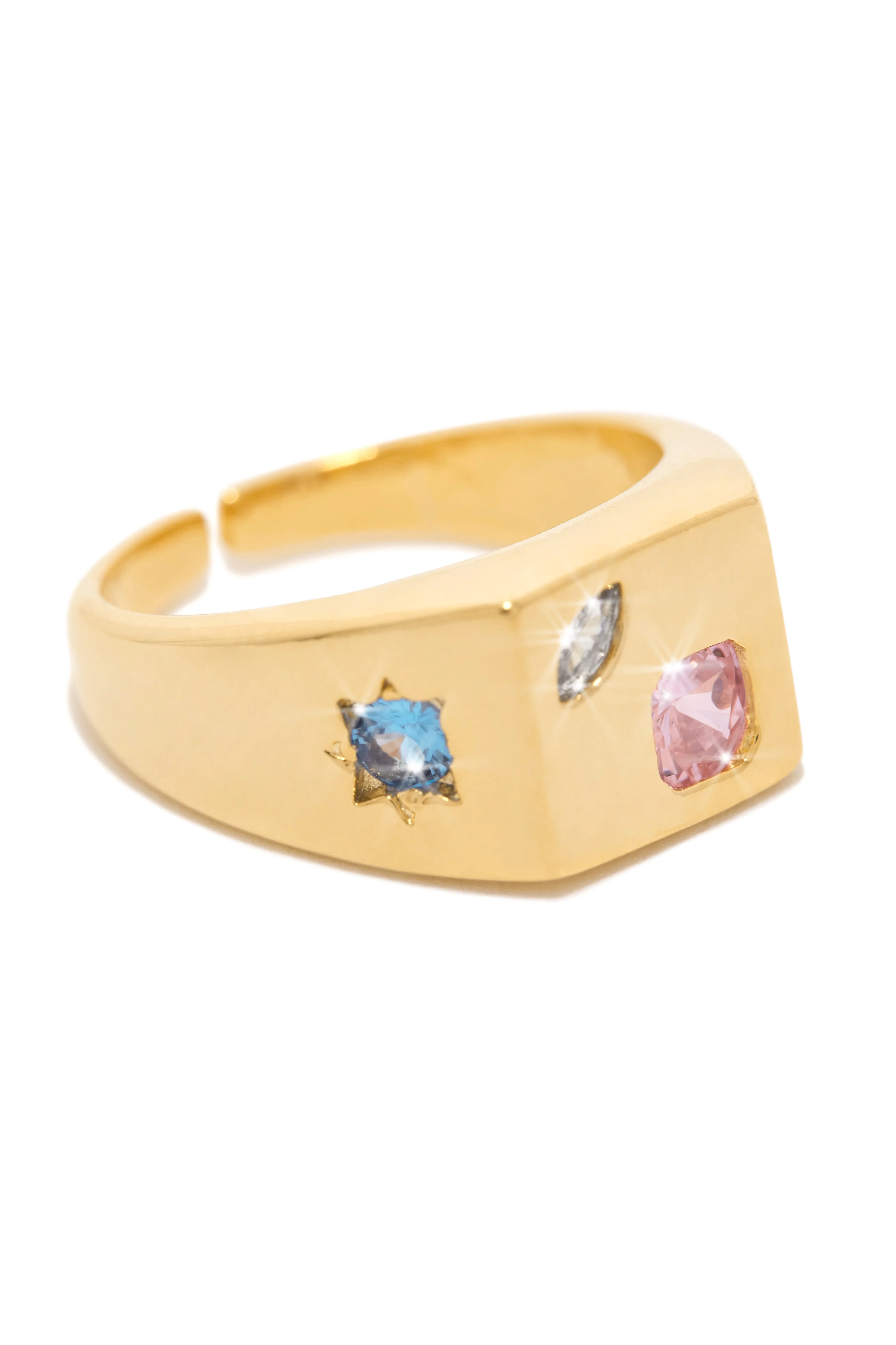Aleysa Embellished Adjustable Ring - Gold - Image 3