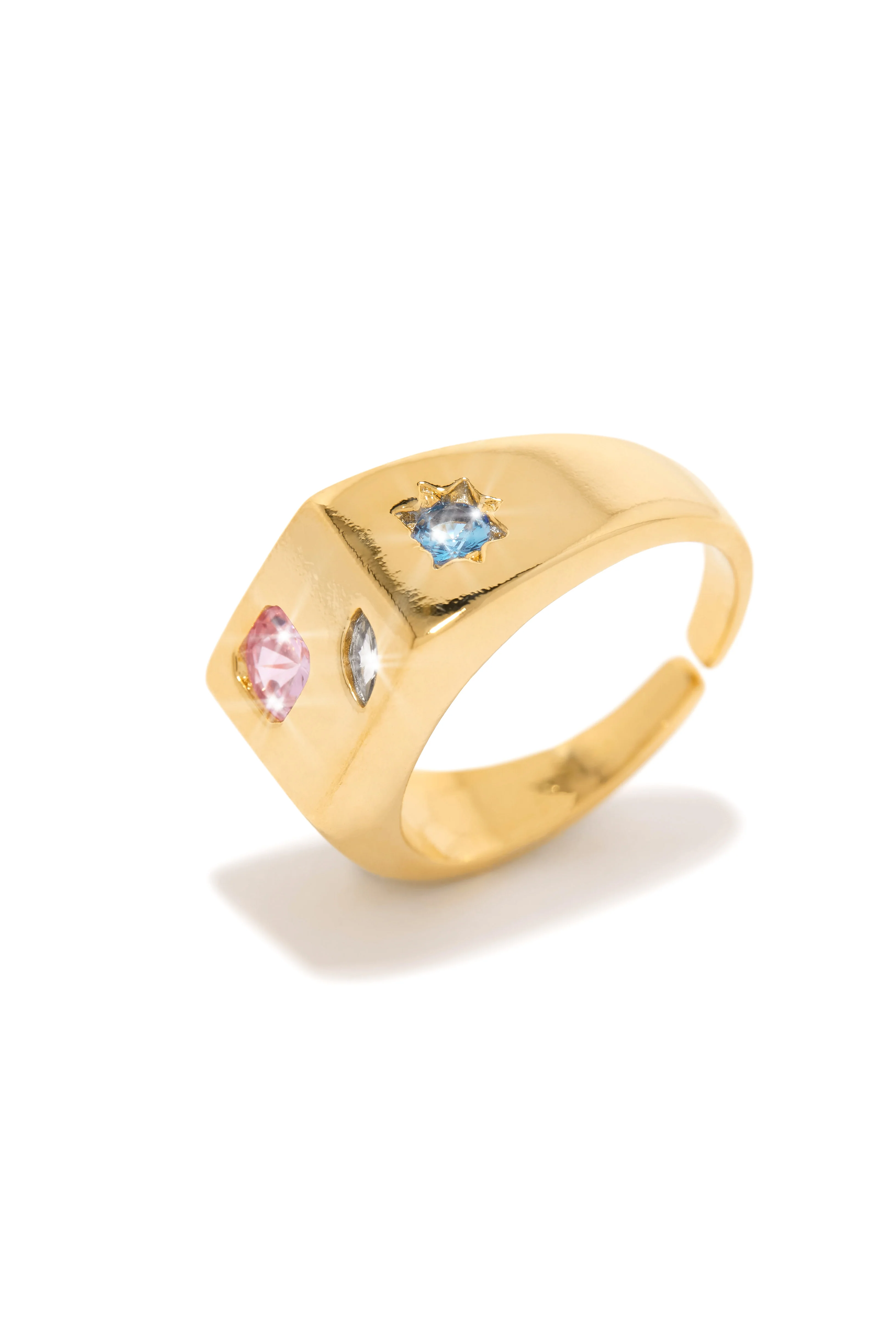 Aleysa Embellished Adjustable Ring - Gold - Image 5