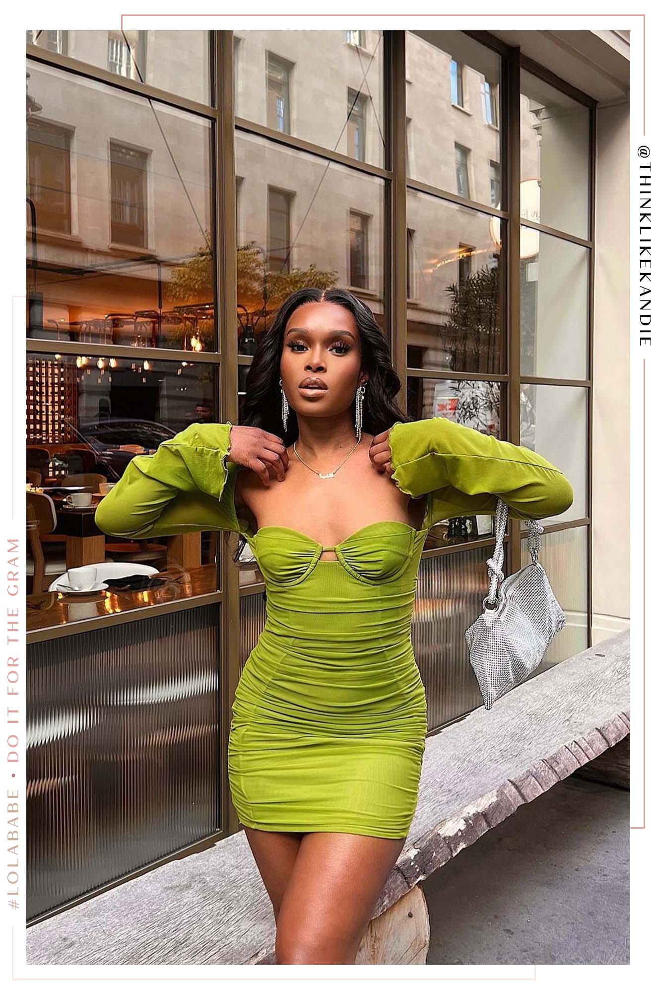 Alezia Long Sleeve Mini Dress - Green - Image 7