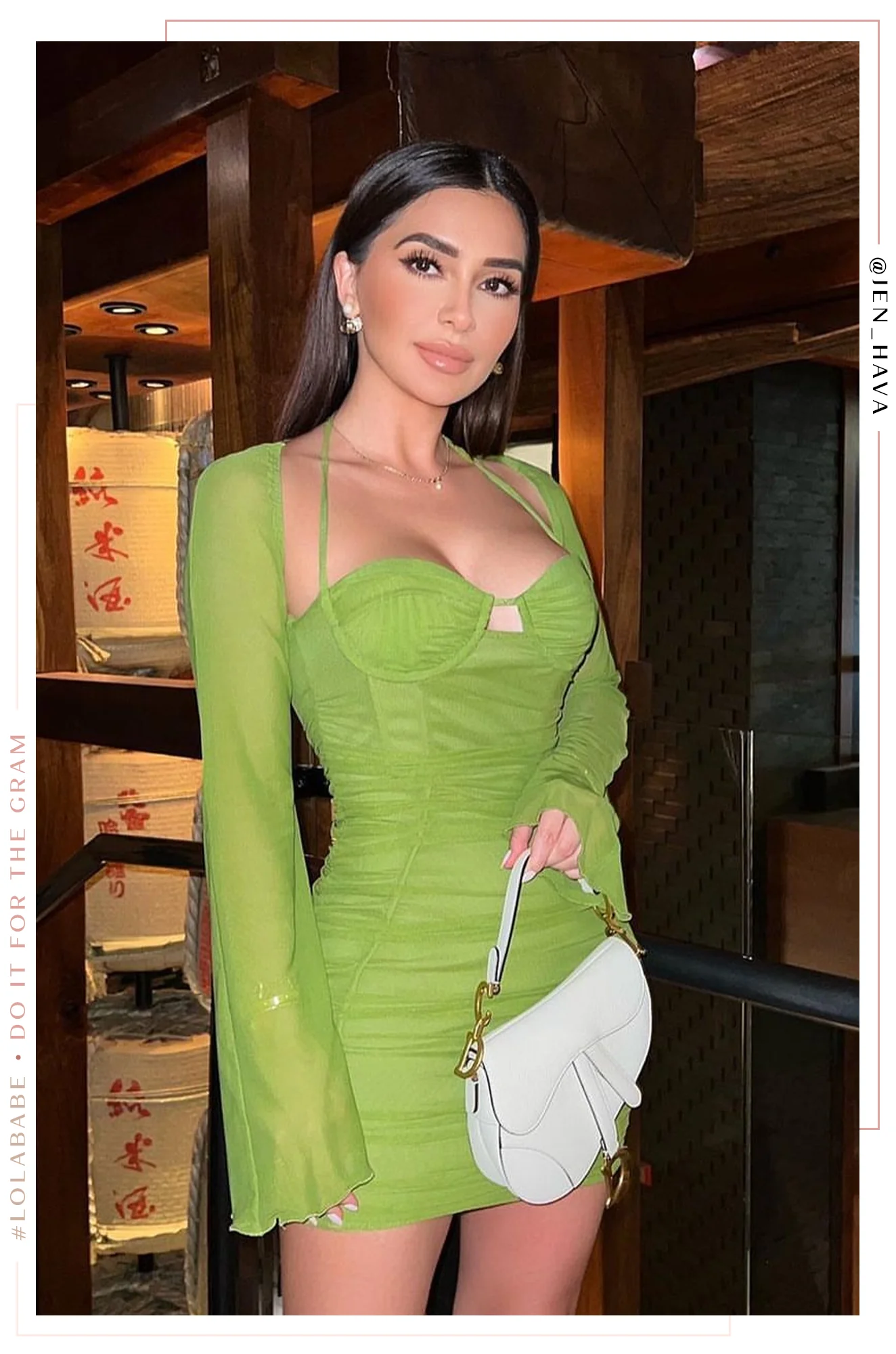 Alezia Long Sleeve Mini Dress - Green - Image 8