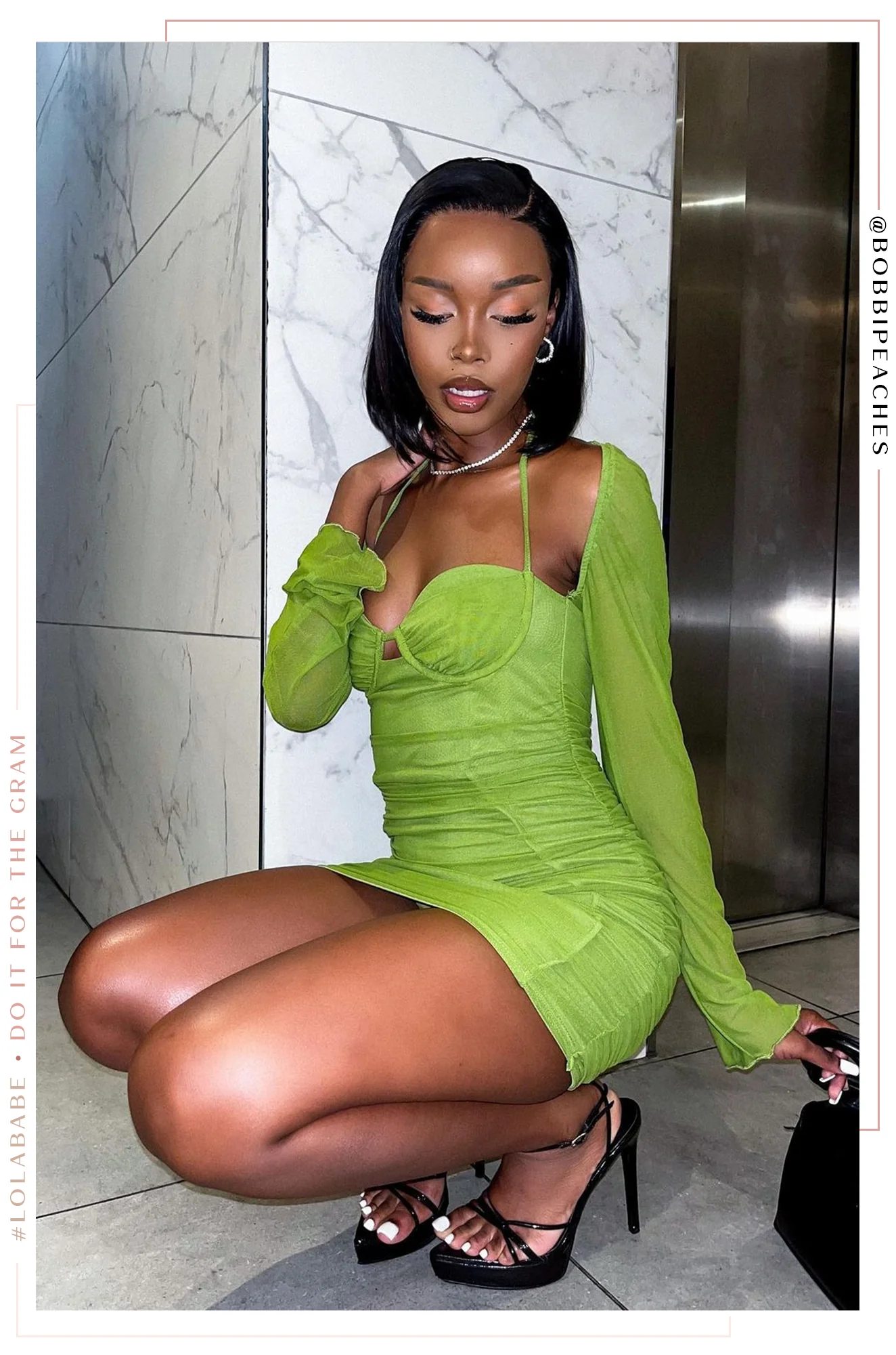 Alezia Long Sleeve Mini Dress - Green - Image 9