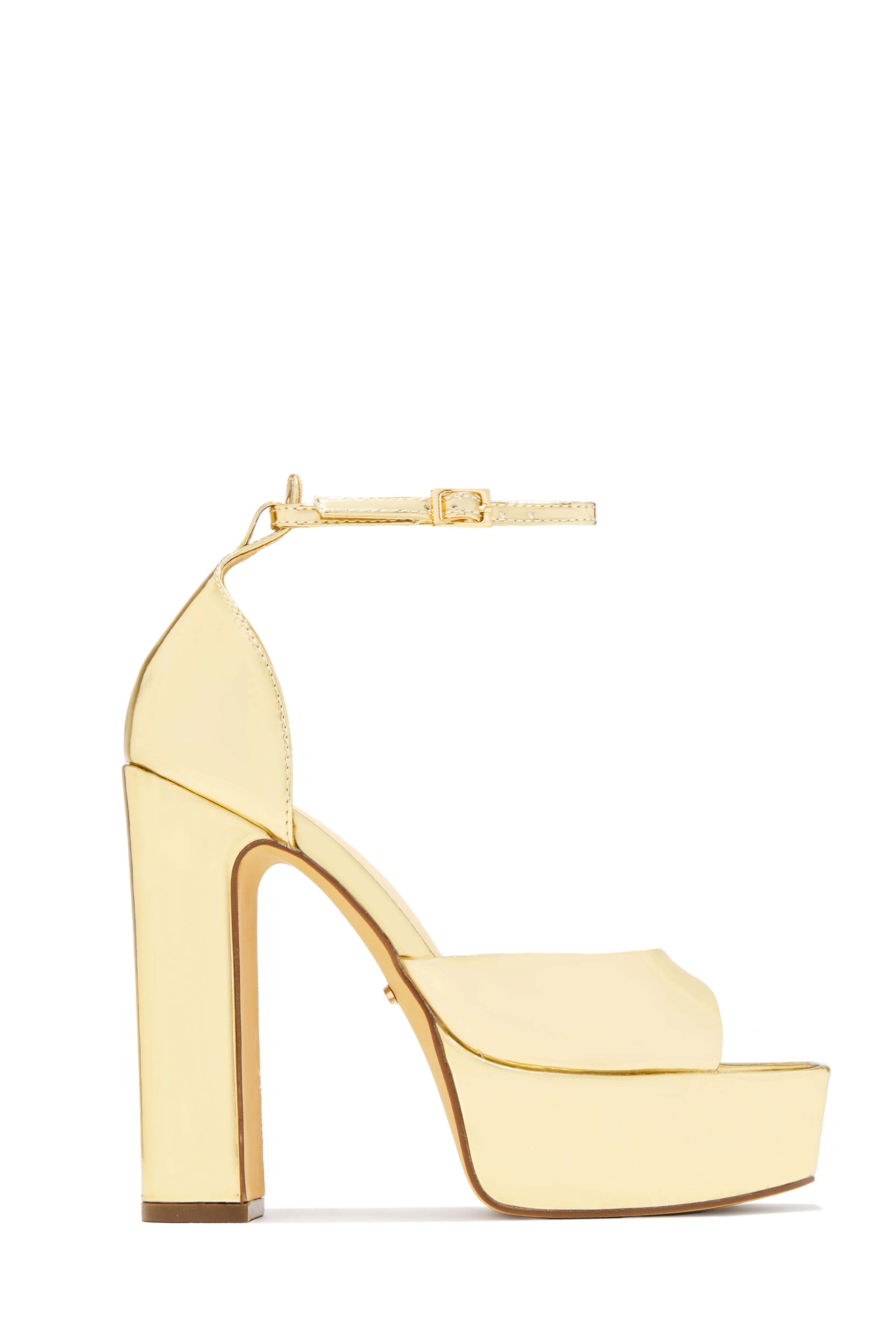 Aliyah Platform Block Heels - Gold - Image 4