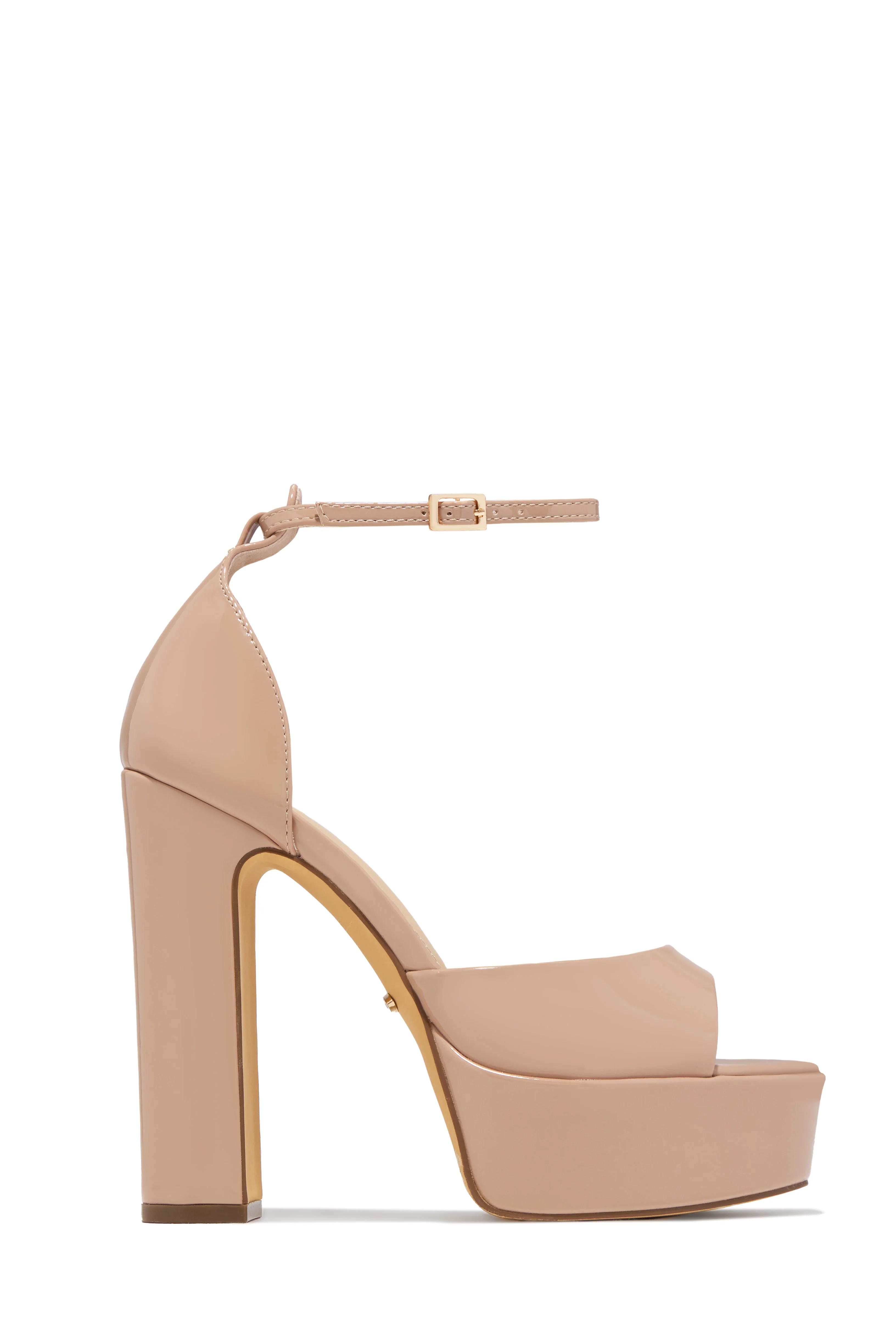 Aliyah Platform Block Heels - Nude - Image 4