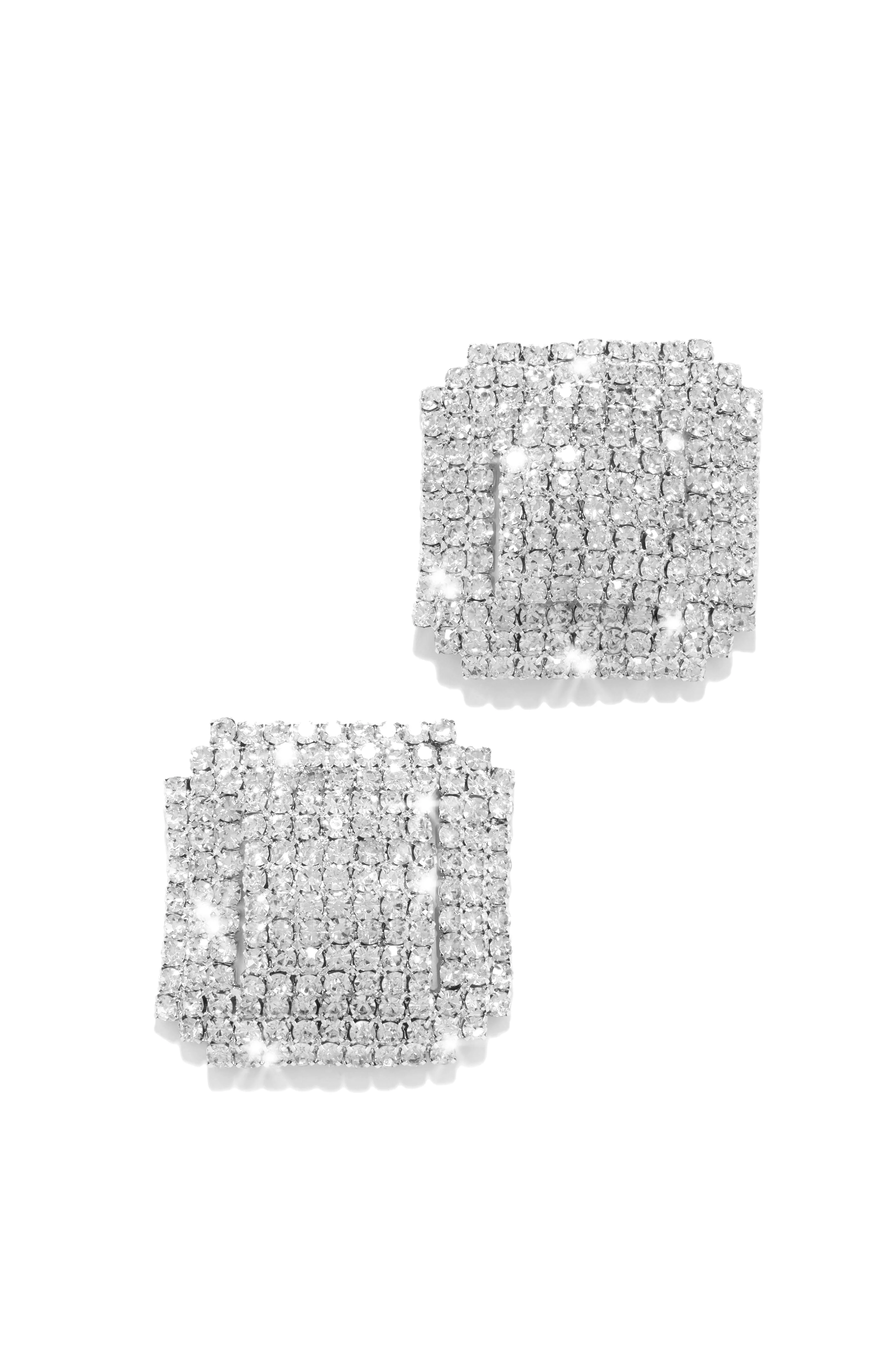 Alyson Embellished Statement Earring - Silver - Image 3