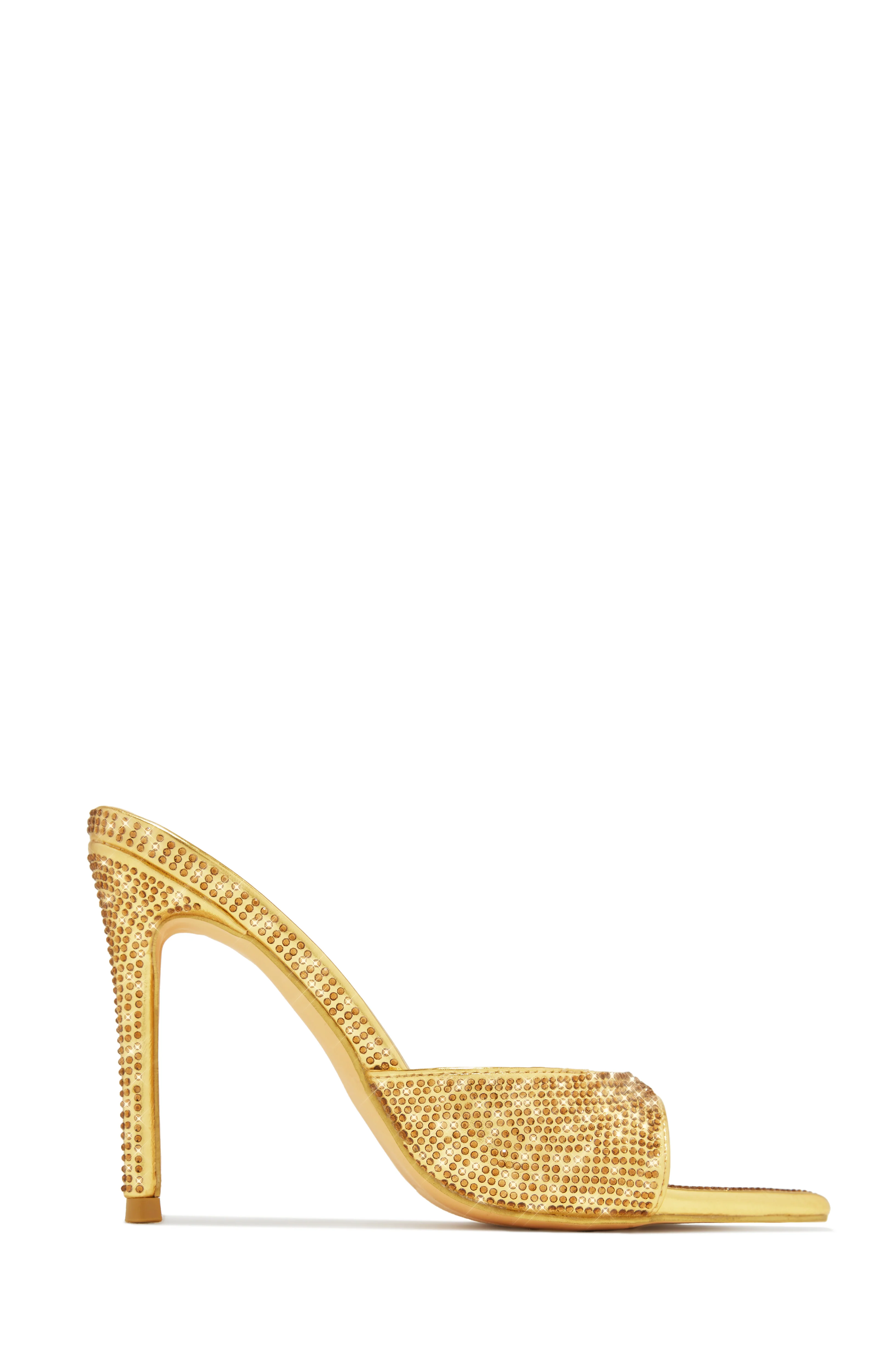 Amiah Embellished High Heel Mules - Gold - Image 6