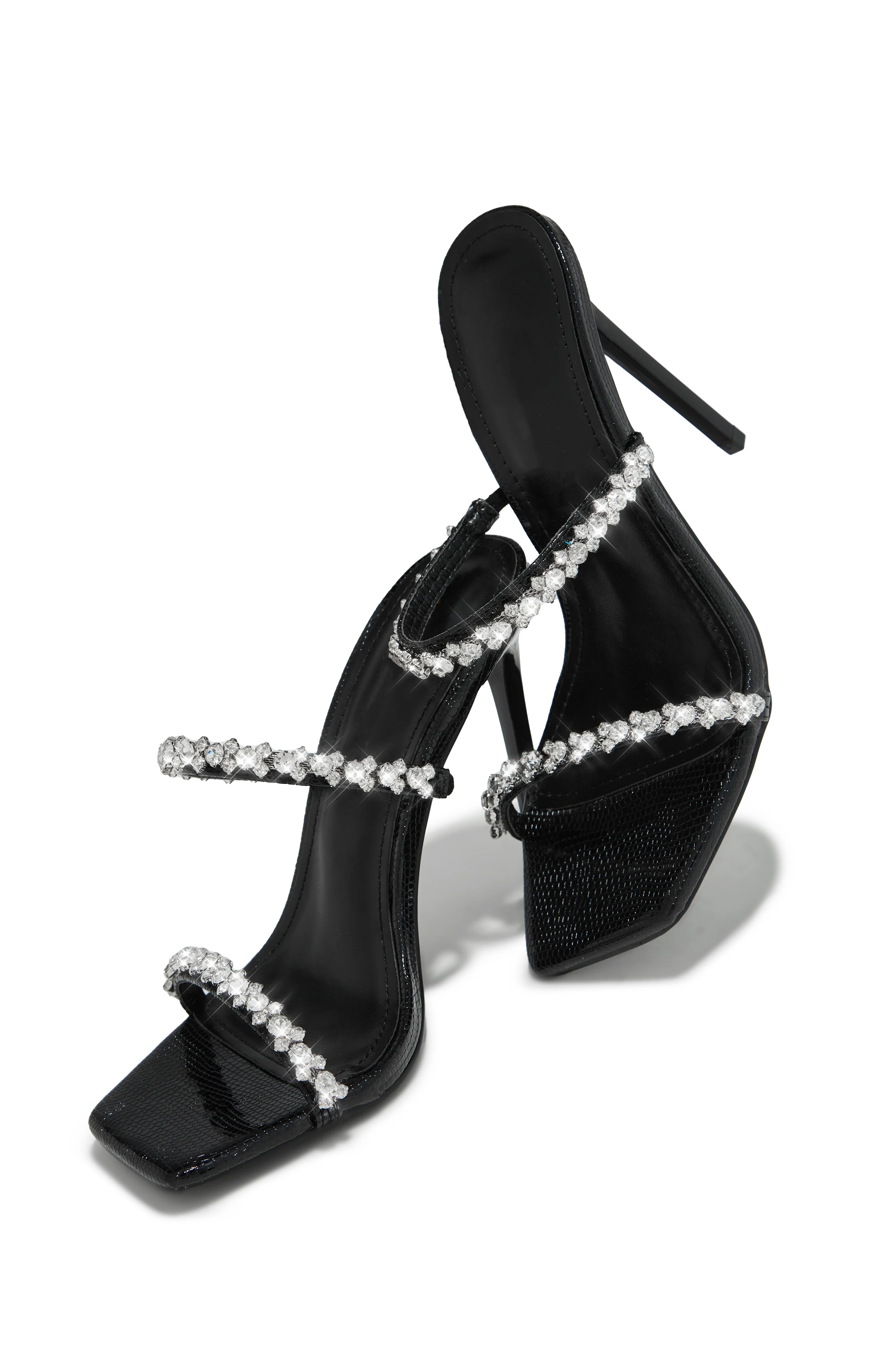 Amyna Embellished High Heel Mules - Black - Image 2