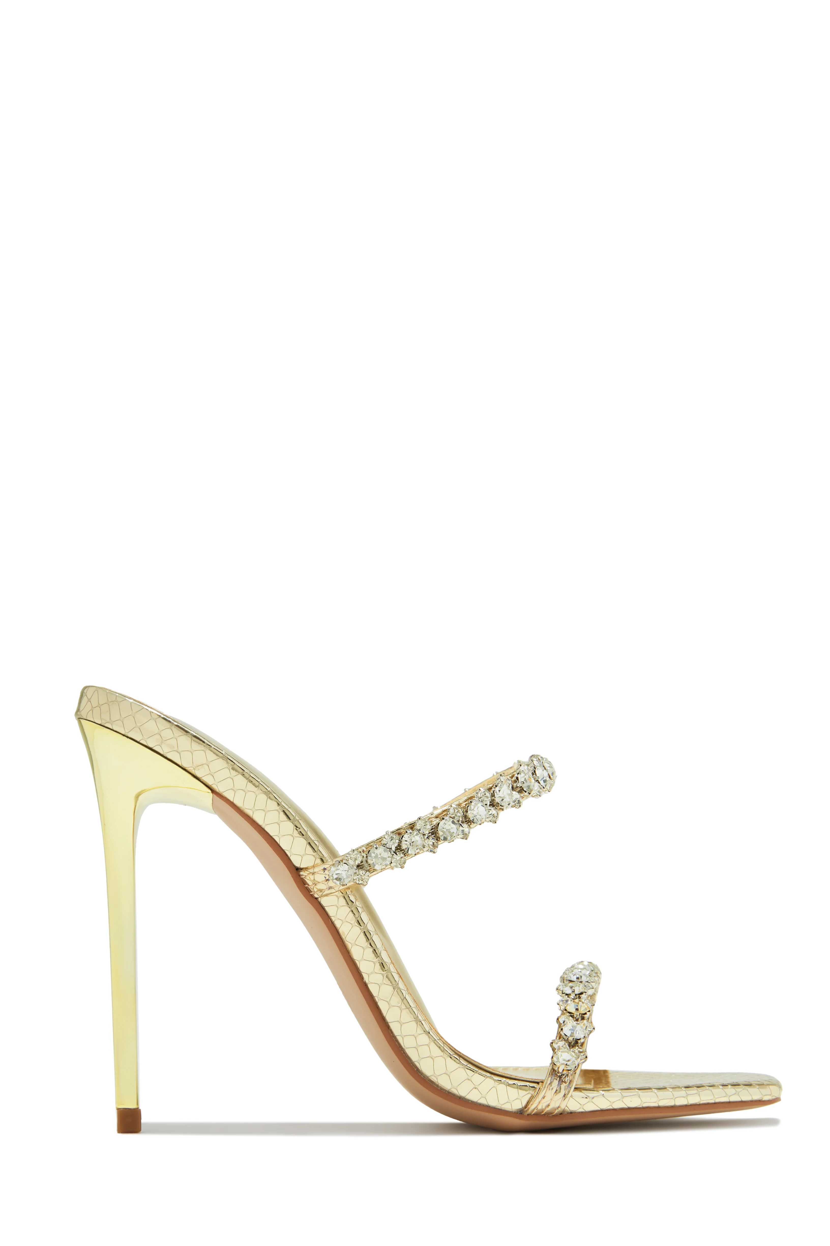 Amyna Embellished High Heel Mules - Gold - Image 4