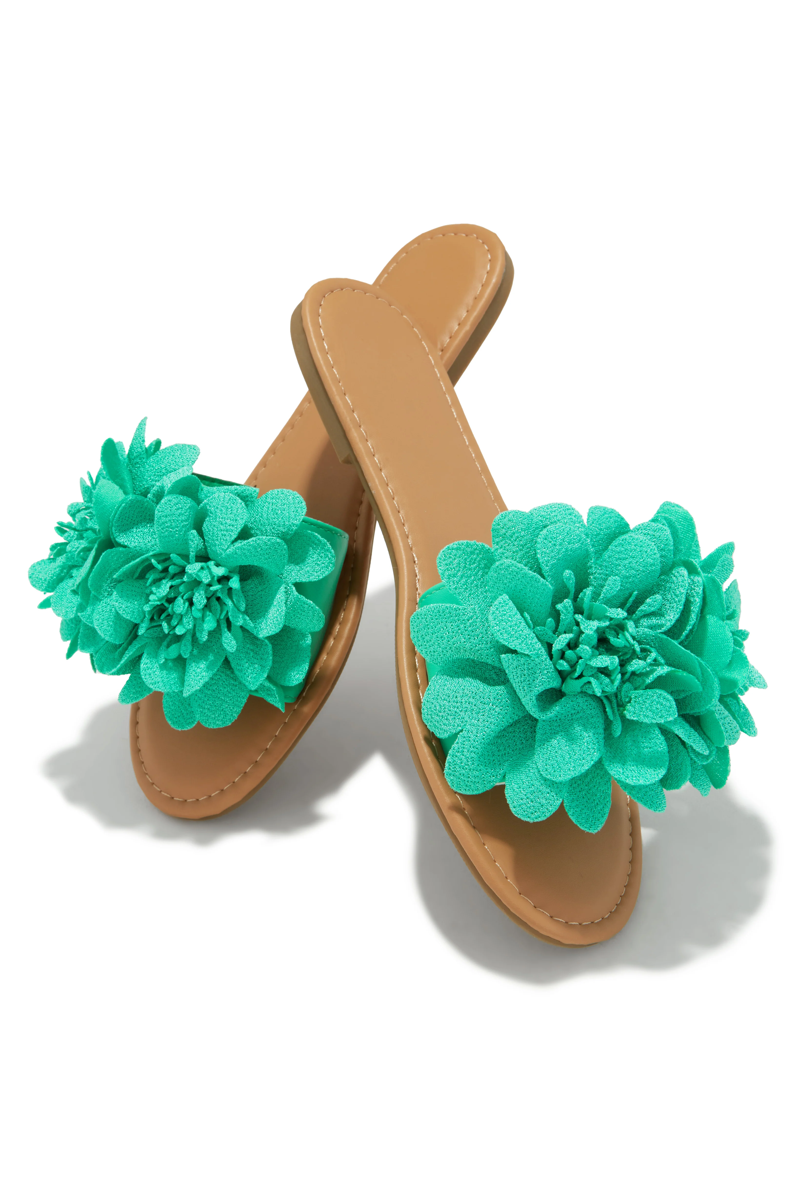 Analia Slip On Flower Sandals - Turquoise - Image 2
