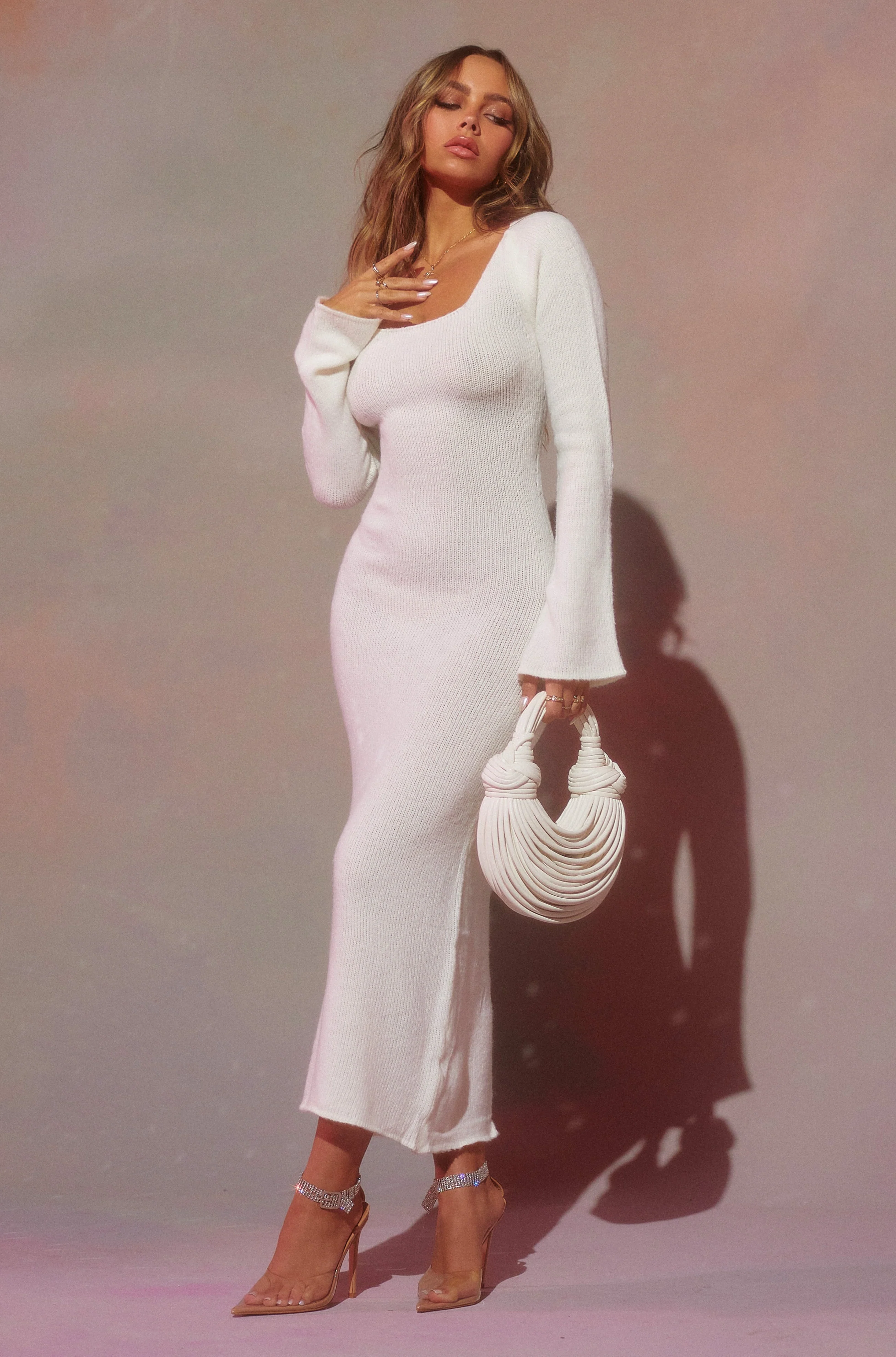 Andrea Long Sleeve Maxi Dress - White - Image 4