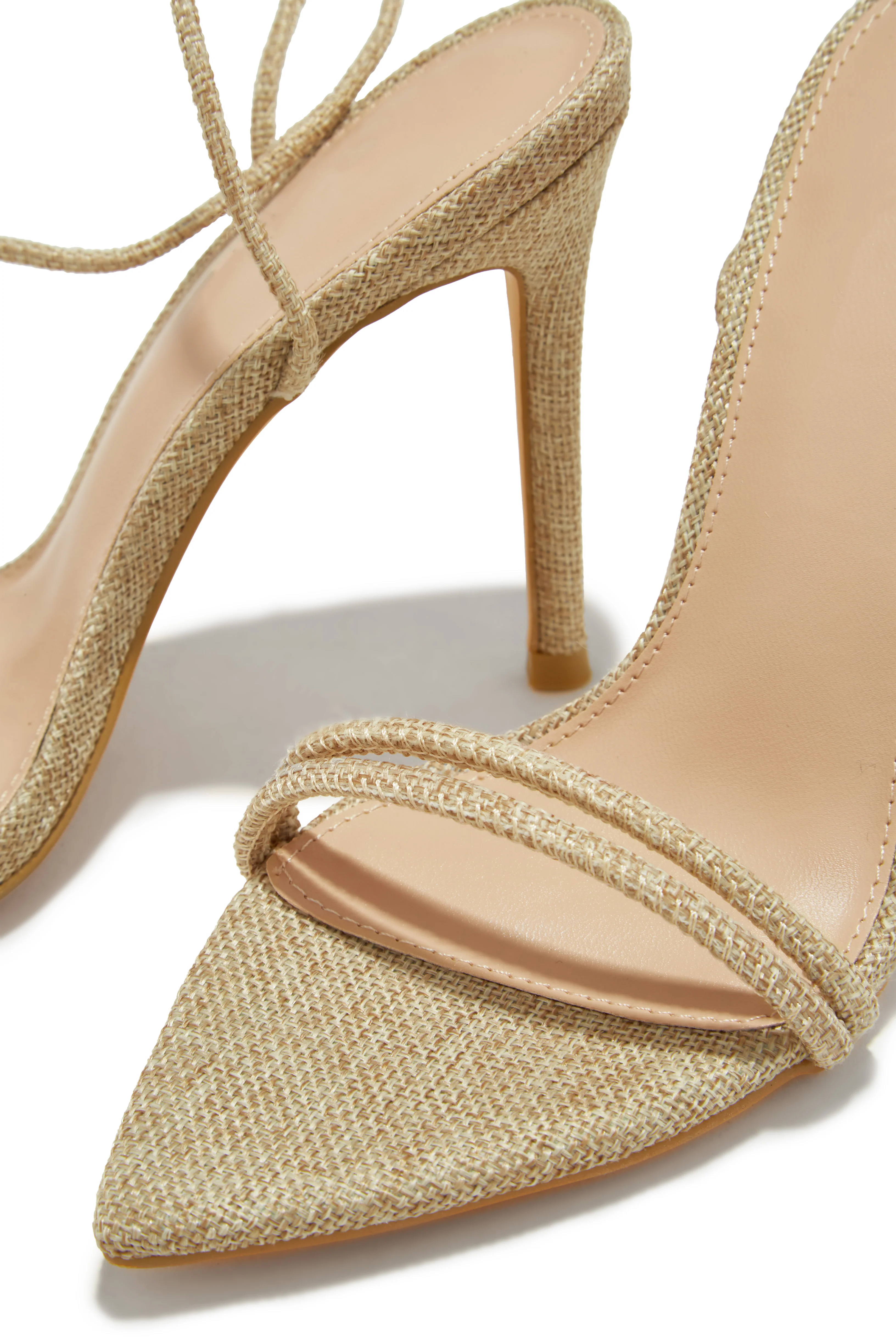 Anisah Lace Up High Heels - Natural - Image 3