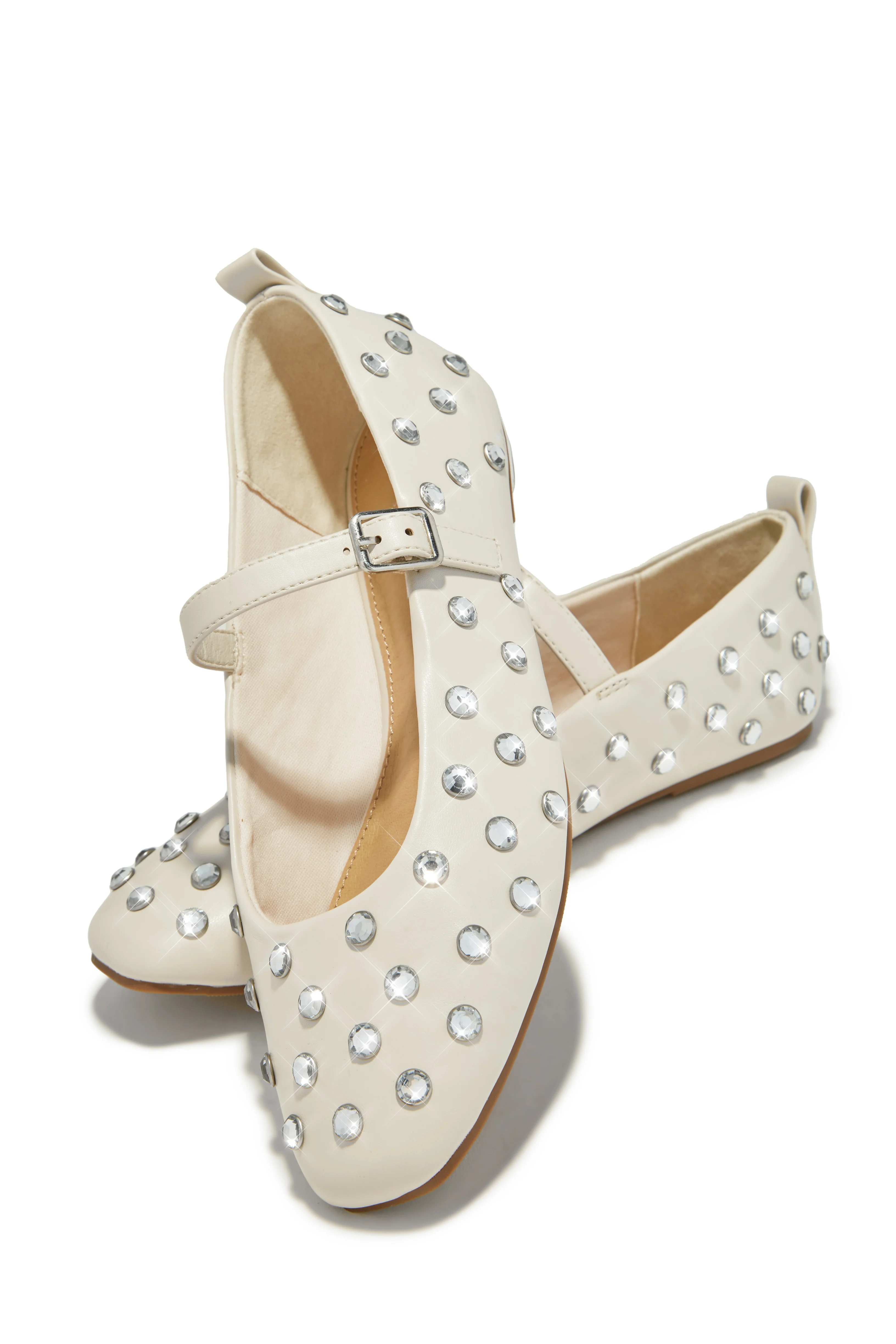 Aniston Embellished Flats - Bone - Image 3