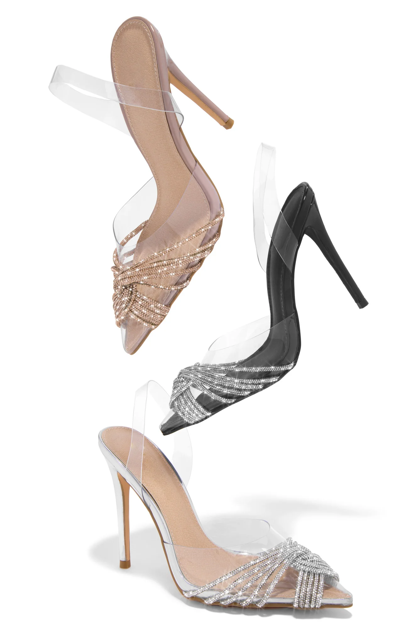 Anya Embellished Pointed Toe Pumps - Silver - Image 6