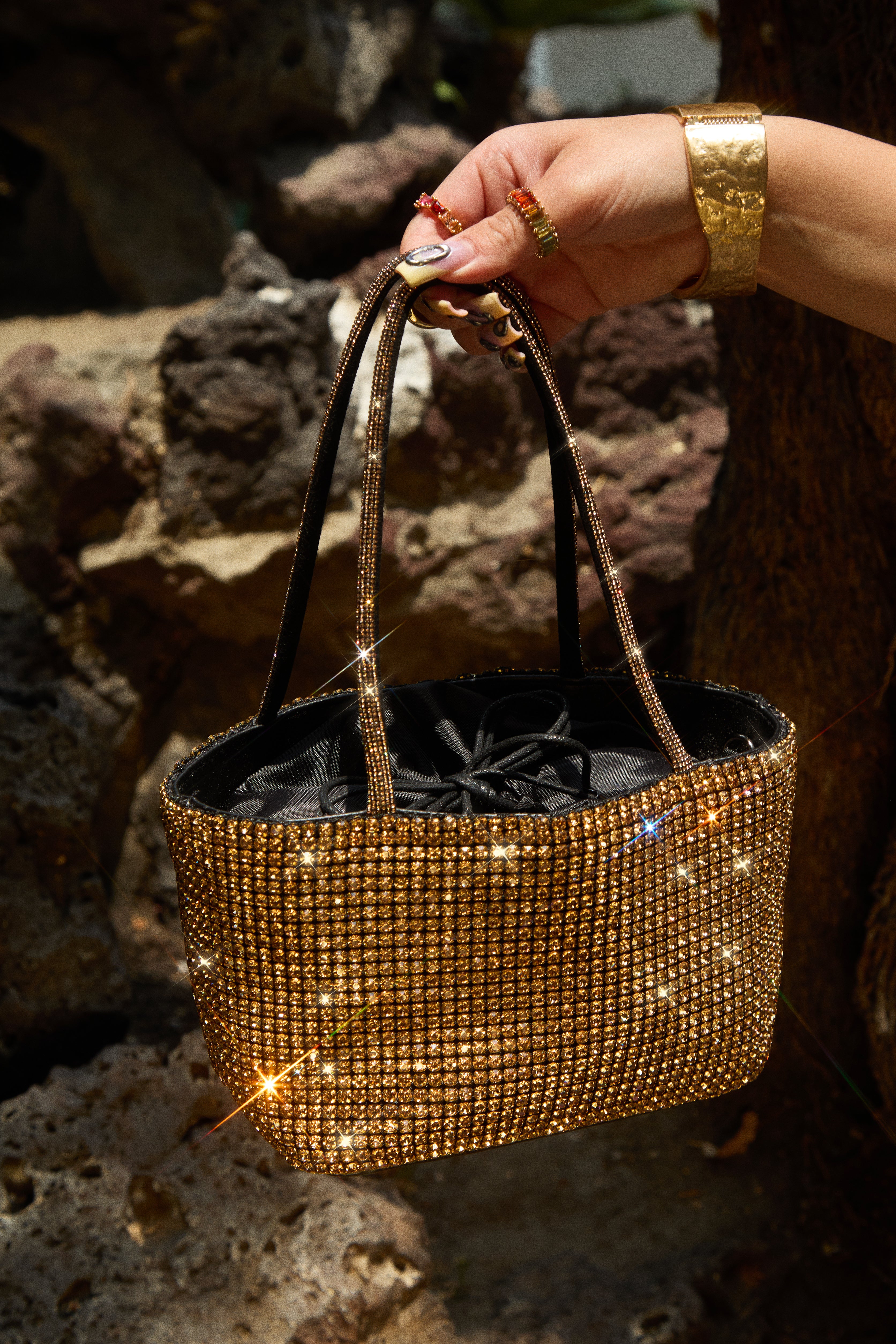 Aryzia Embellished Top Handle Bag - Gold - Image 15