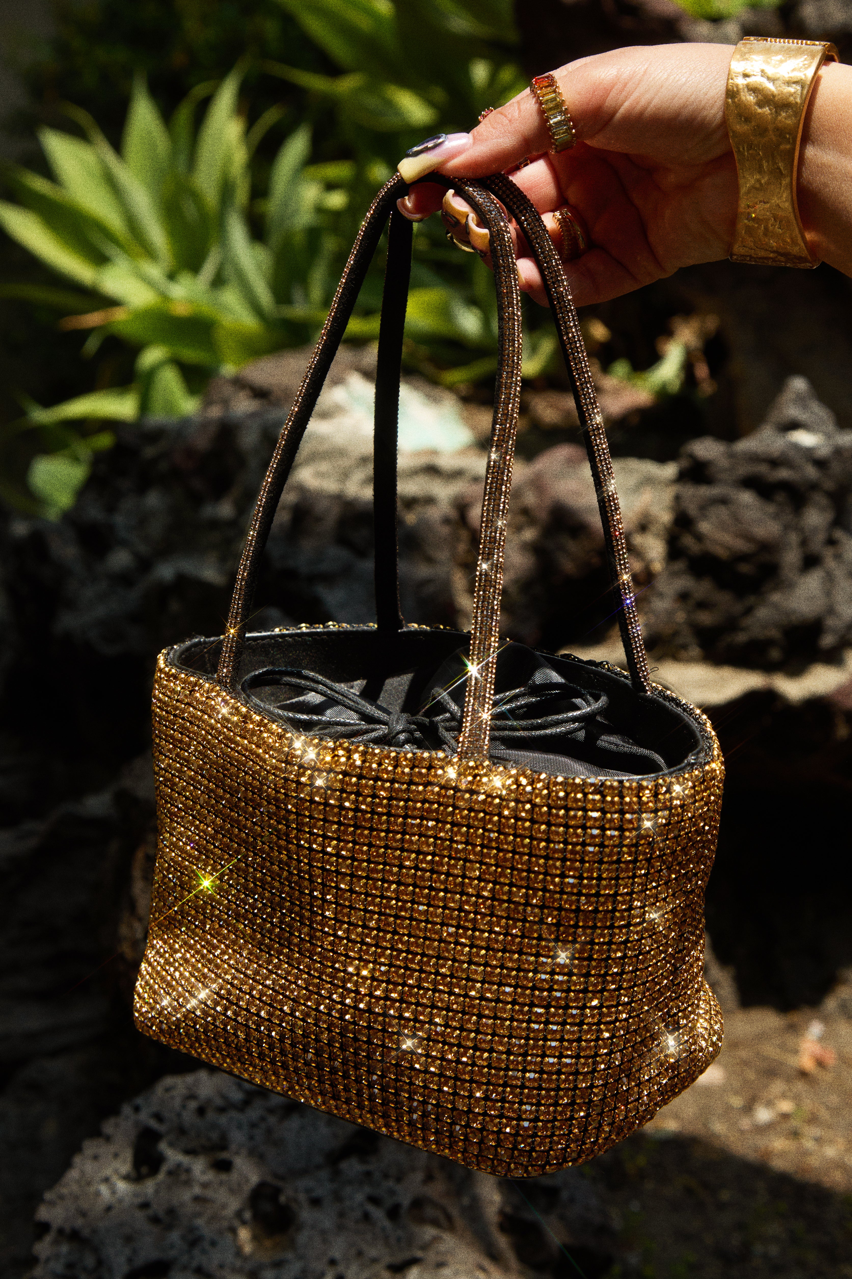 Aryzia Embellished Top Handle Bag - Gold - Image 2