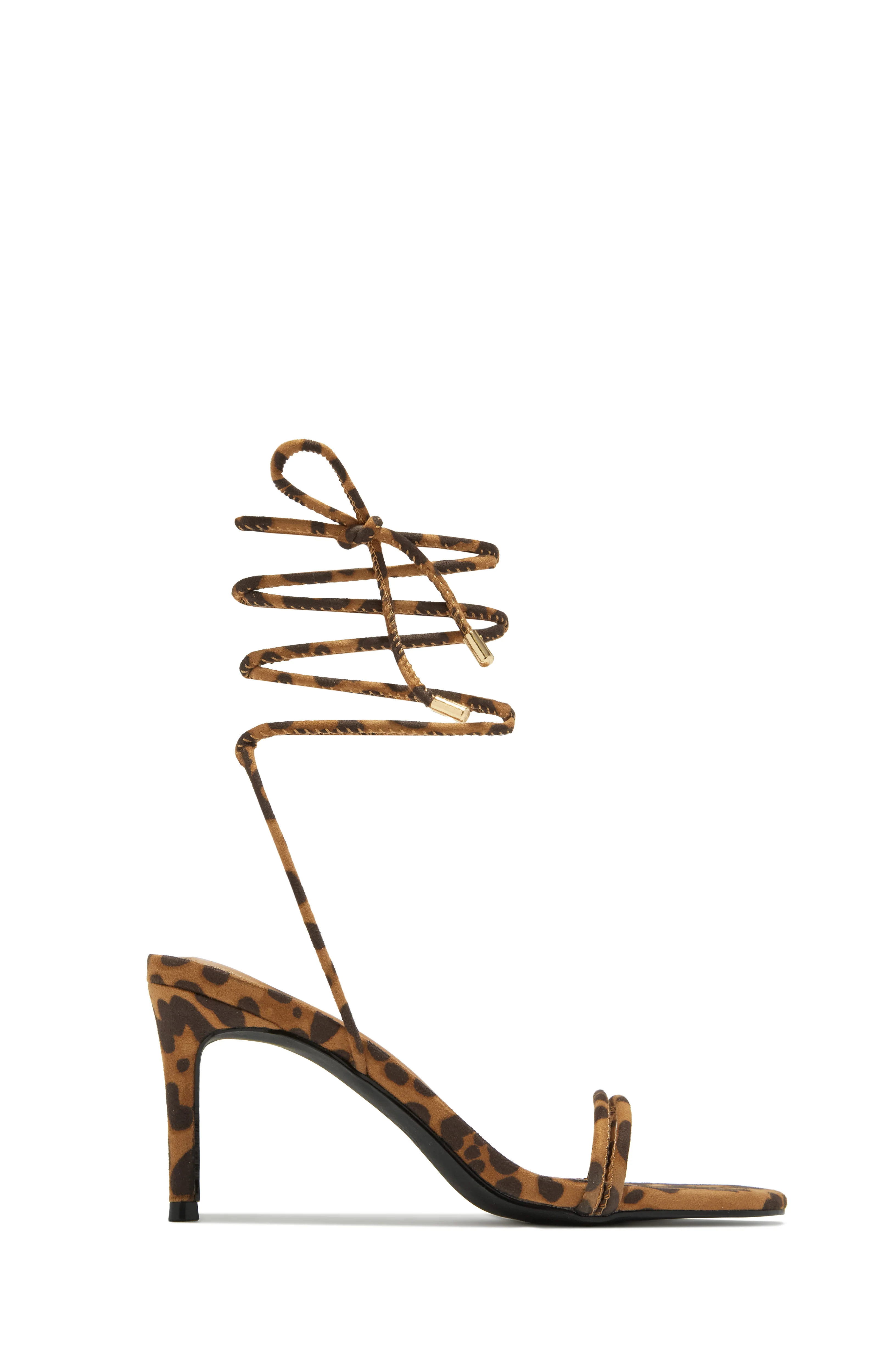Ashantii Lace Up Mid Heels - Leopard - Image 6