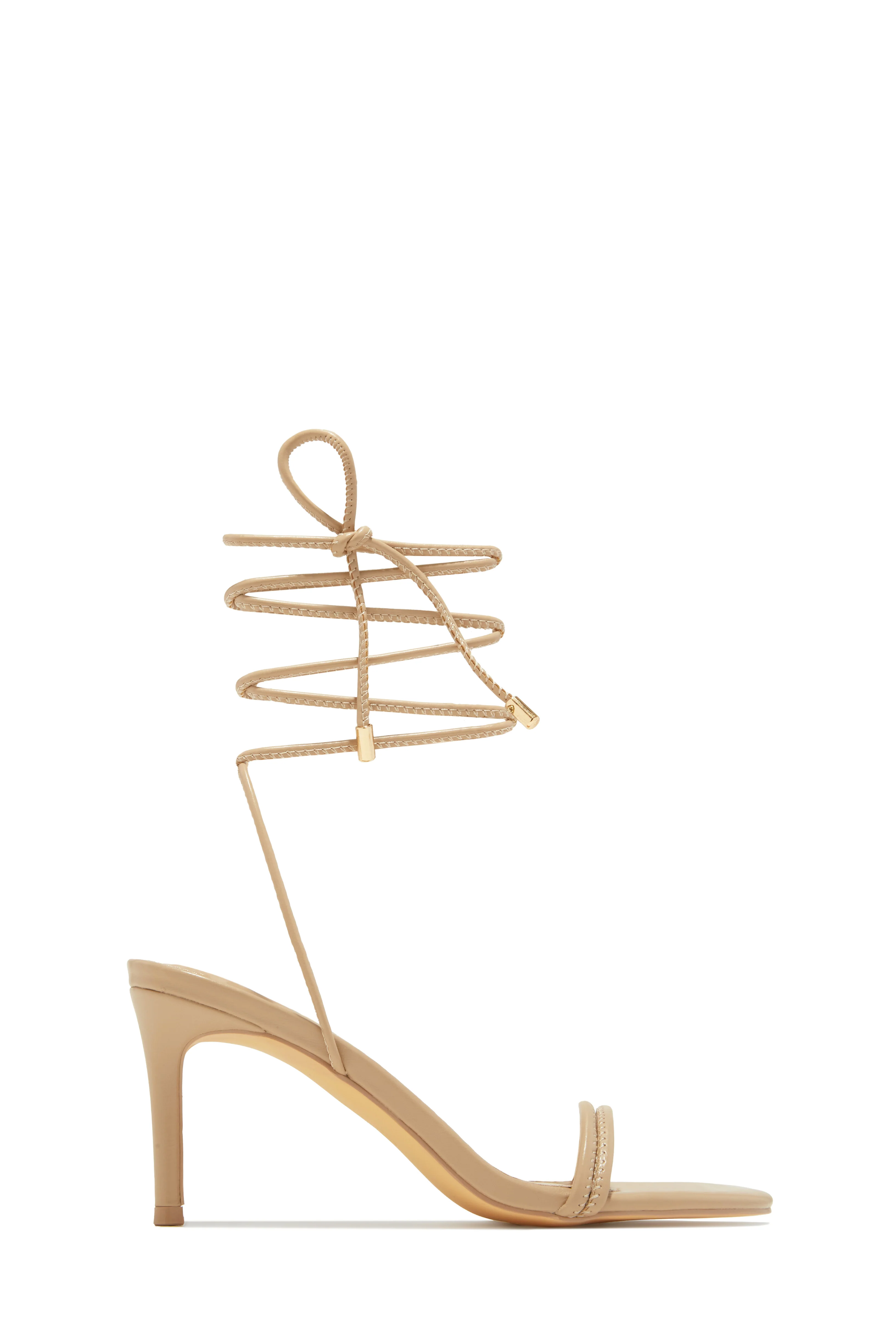 Ashantii Lace Up Mid Heels - Nude - Image 6