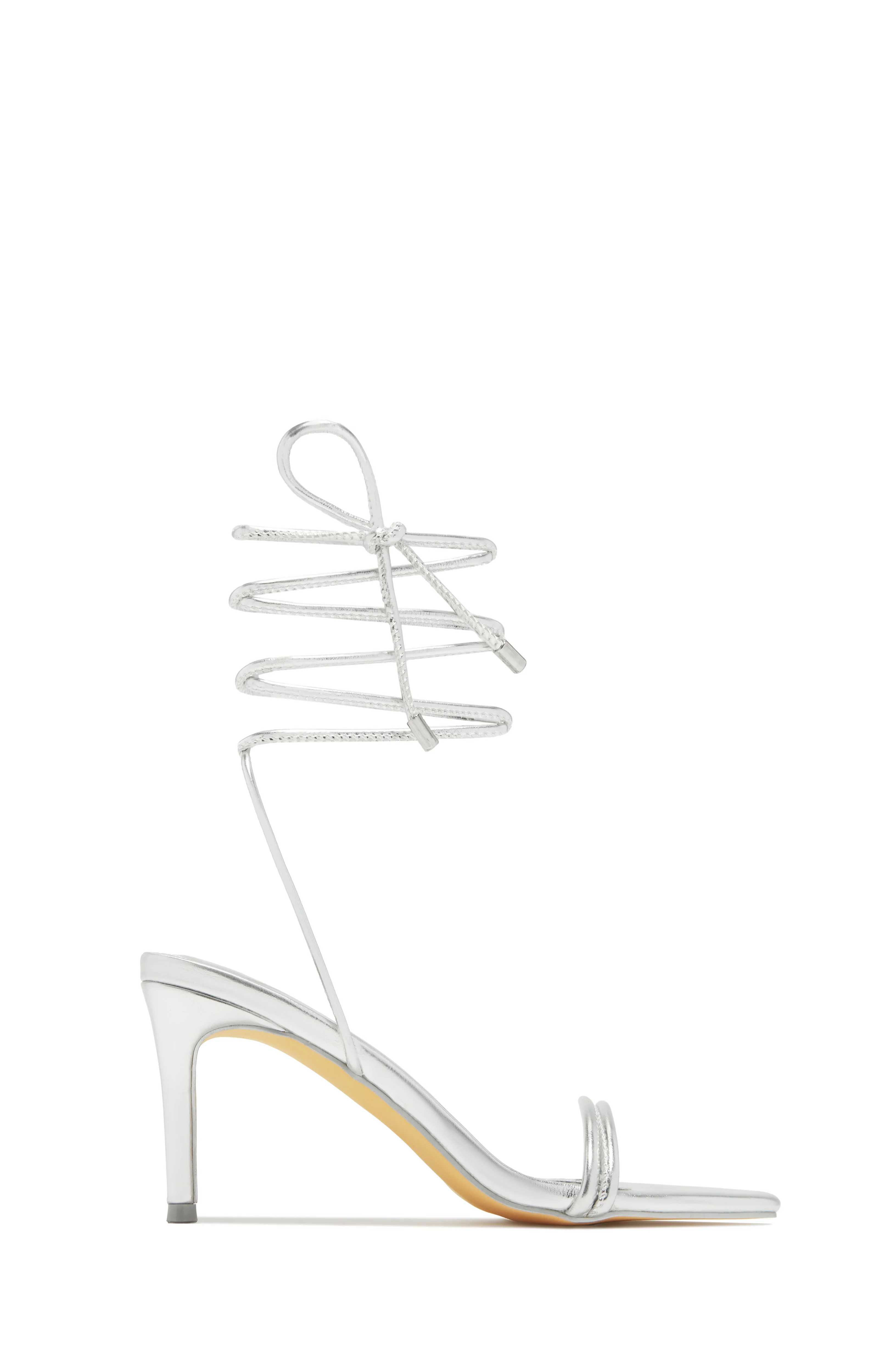 Ashantii Lace Up Mid Heels - Silver - Image 5
