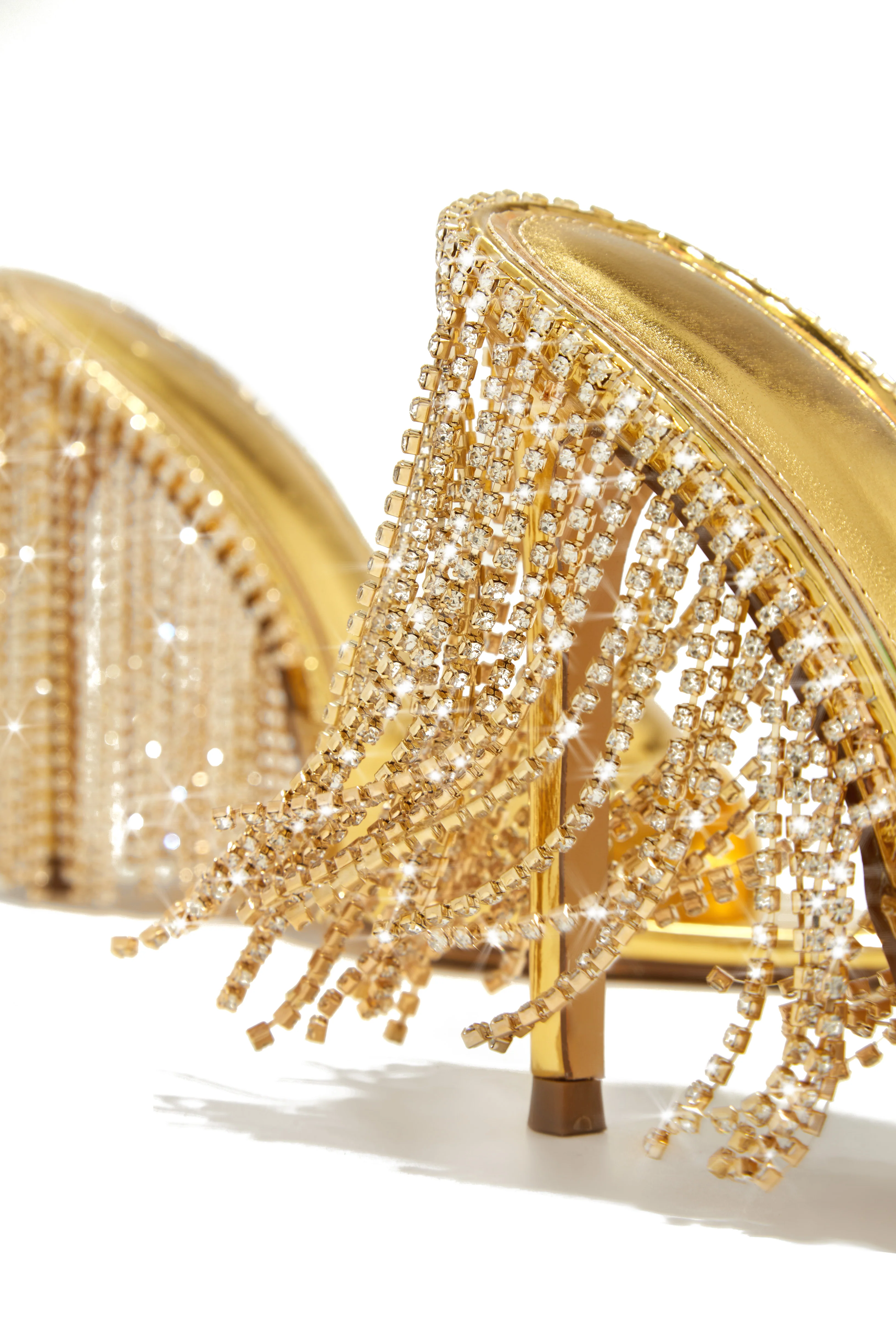 Atelier Dangle Embellished High Heel Mules - Gold - Image 3