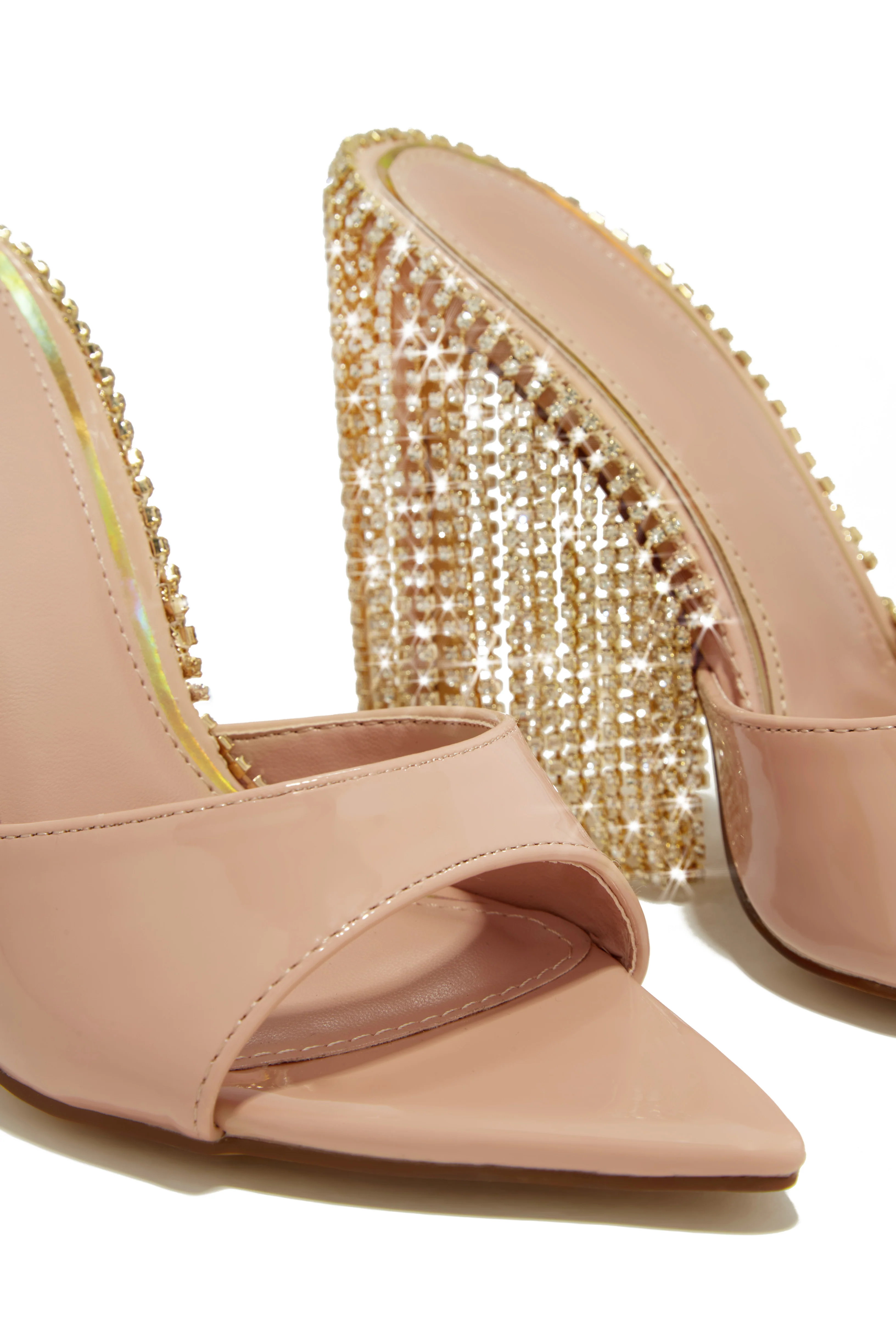 Atelier Dangle Embellished High Heel Mules - Nude - Image 3