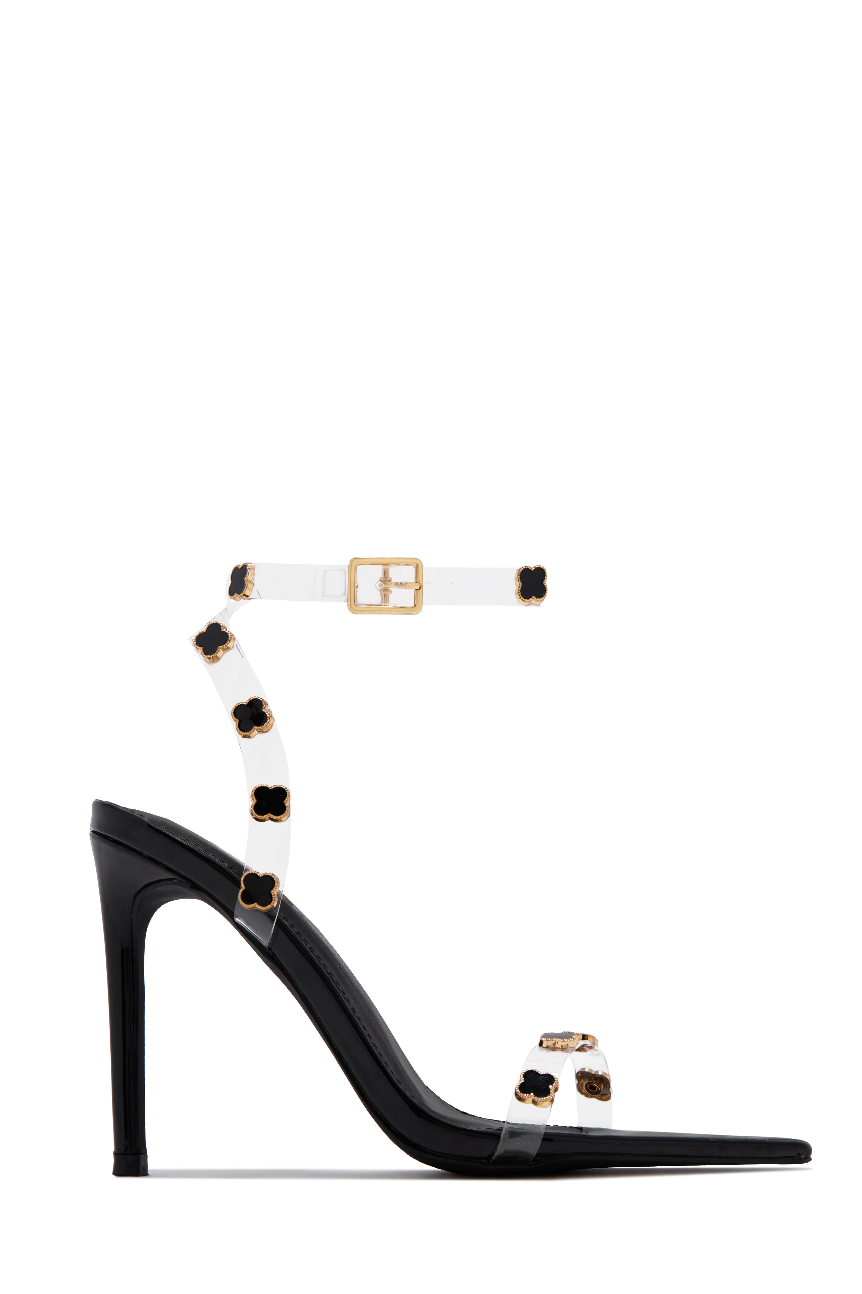 Aurela Clear Strap High Heels - Black - Image 5
