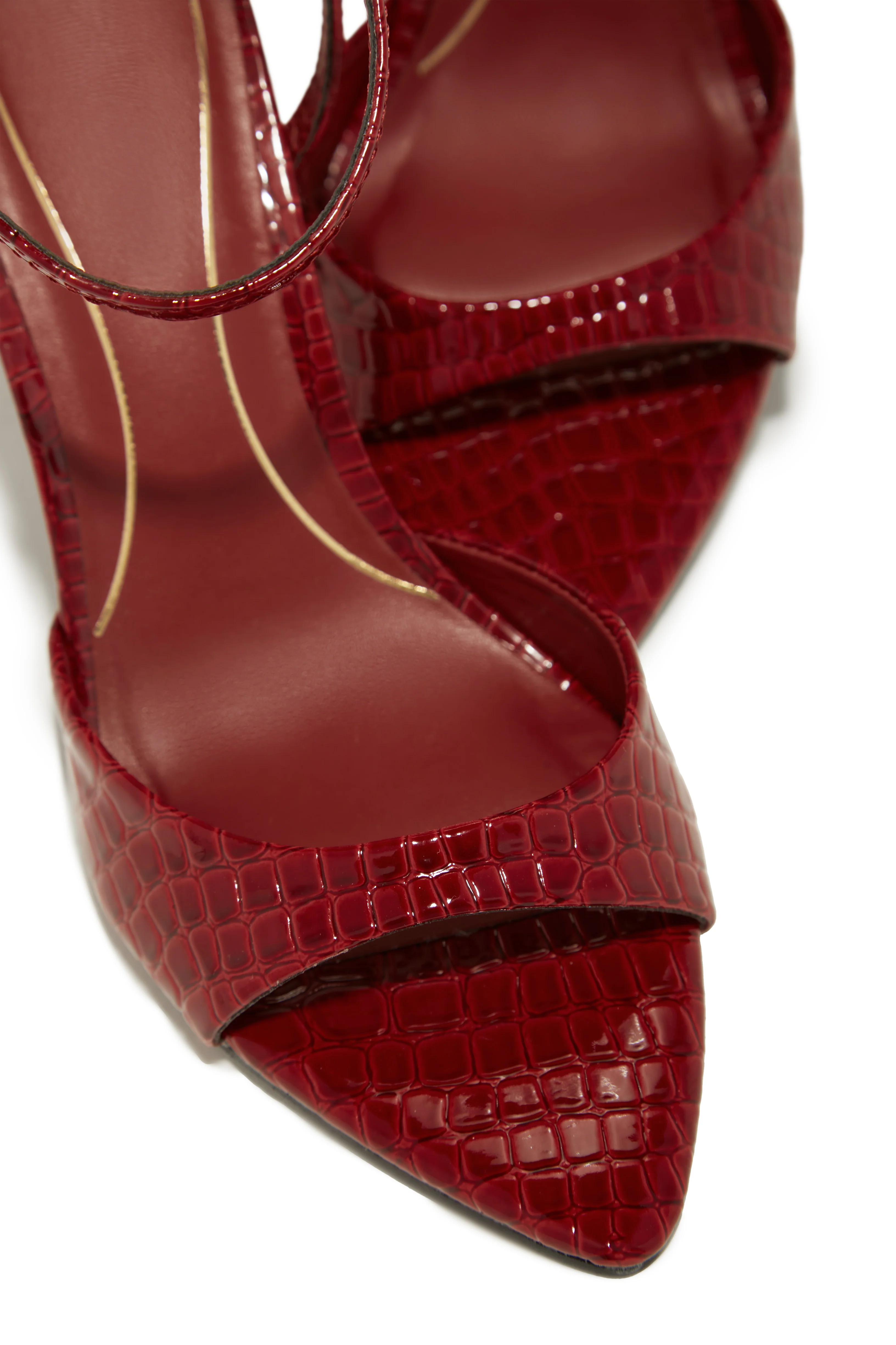 Azani Mary Jane Strap Heels - Cherry Croc - Image 4