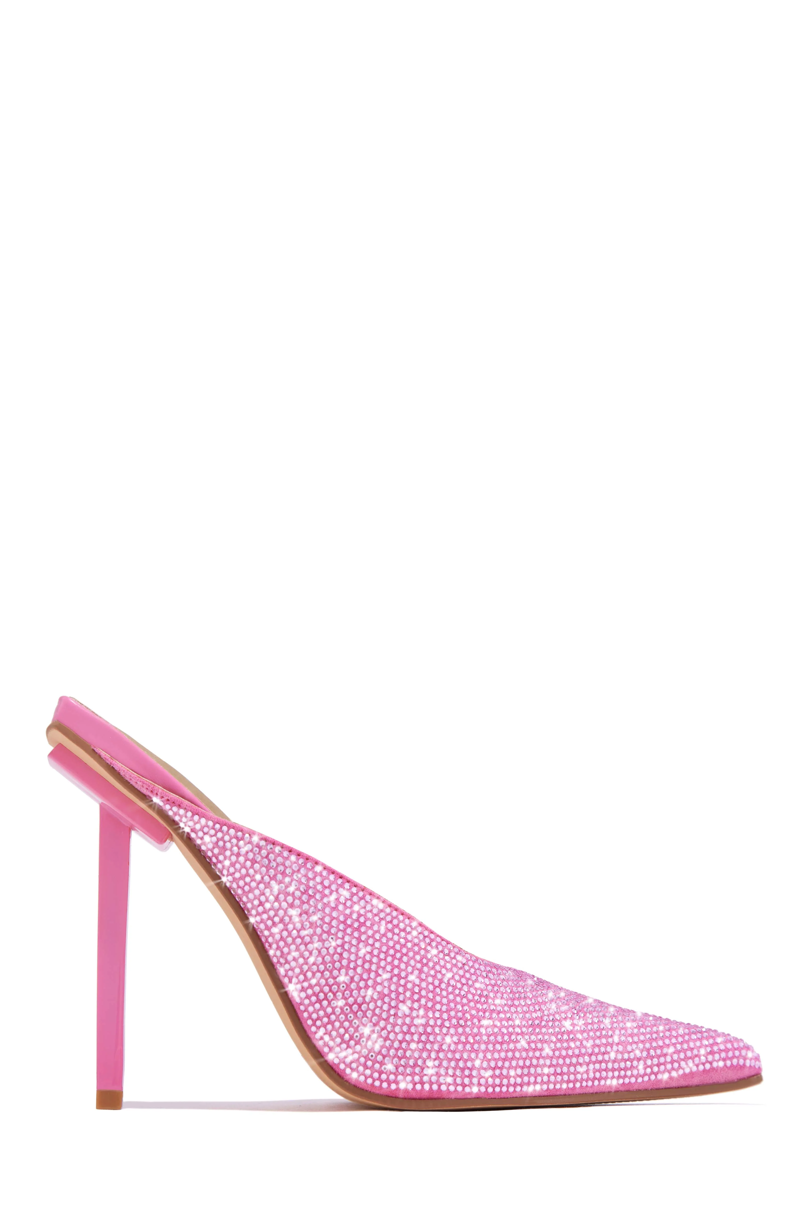 Azilis Embellished High Heel Mules - Pink - Image 3
