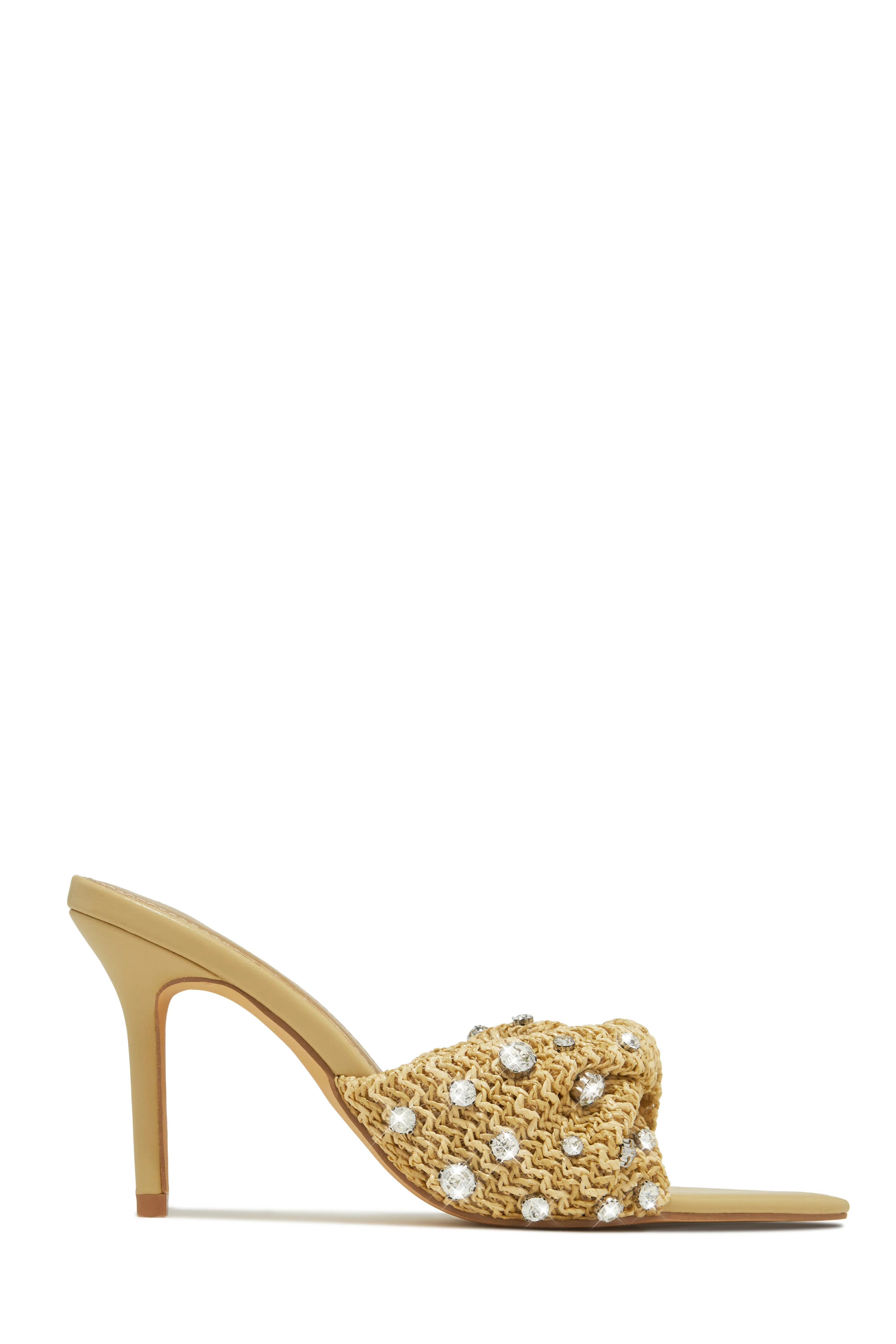 Baja Cruise Embellished High Heel Mules - Nude - Image 4