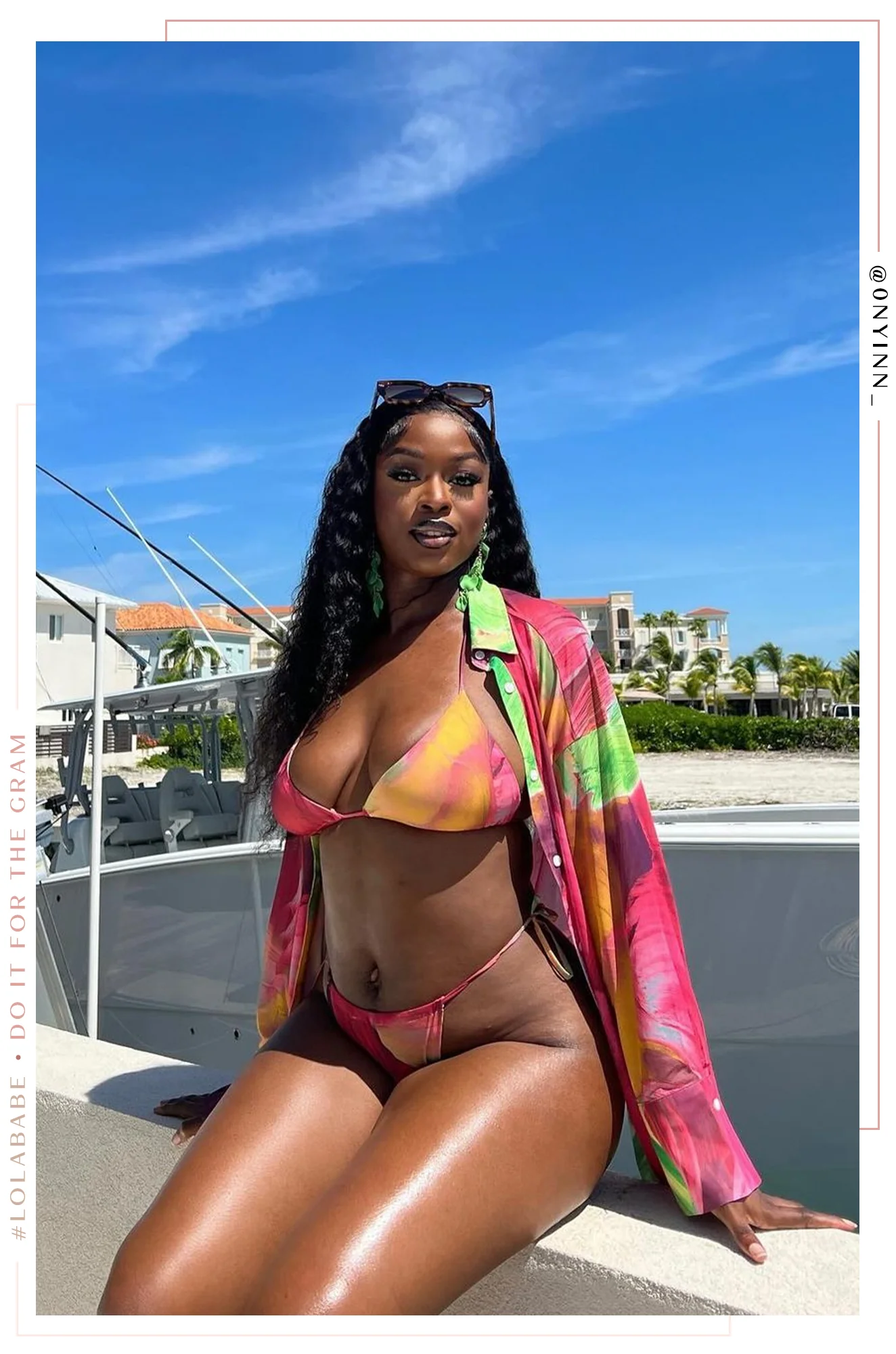 Bajo El Sol Long Sleeve Cover Up Top - Pink Print - Image 2