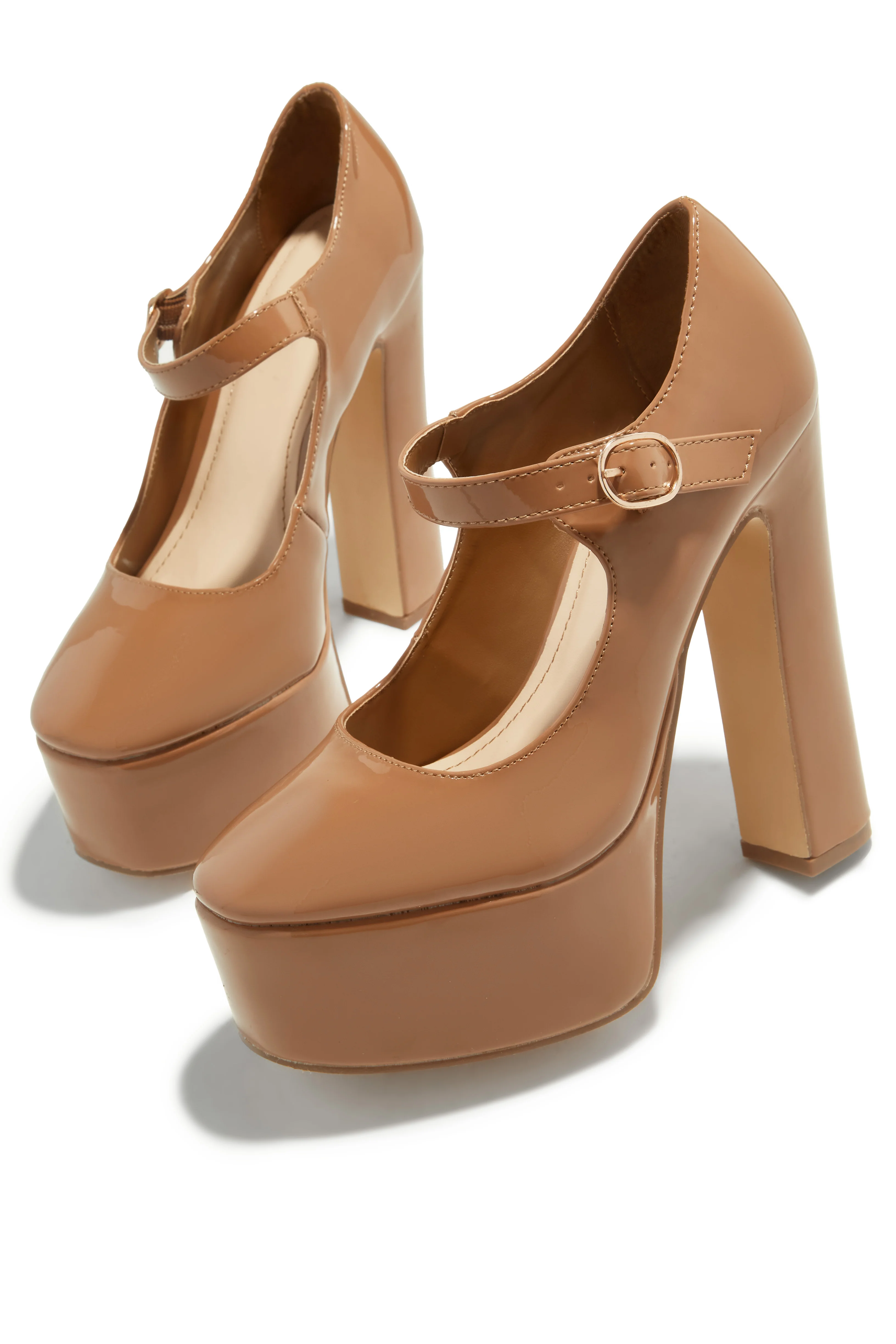 Bella Platform Block Heels - Camel - Image 2