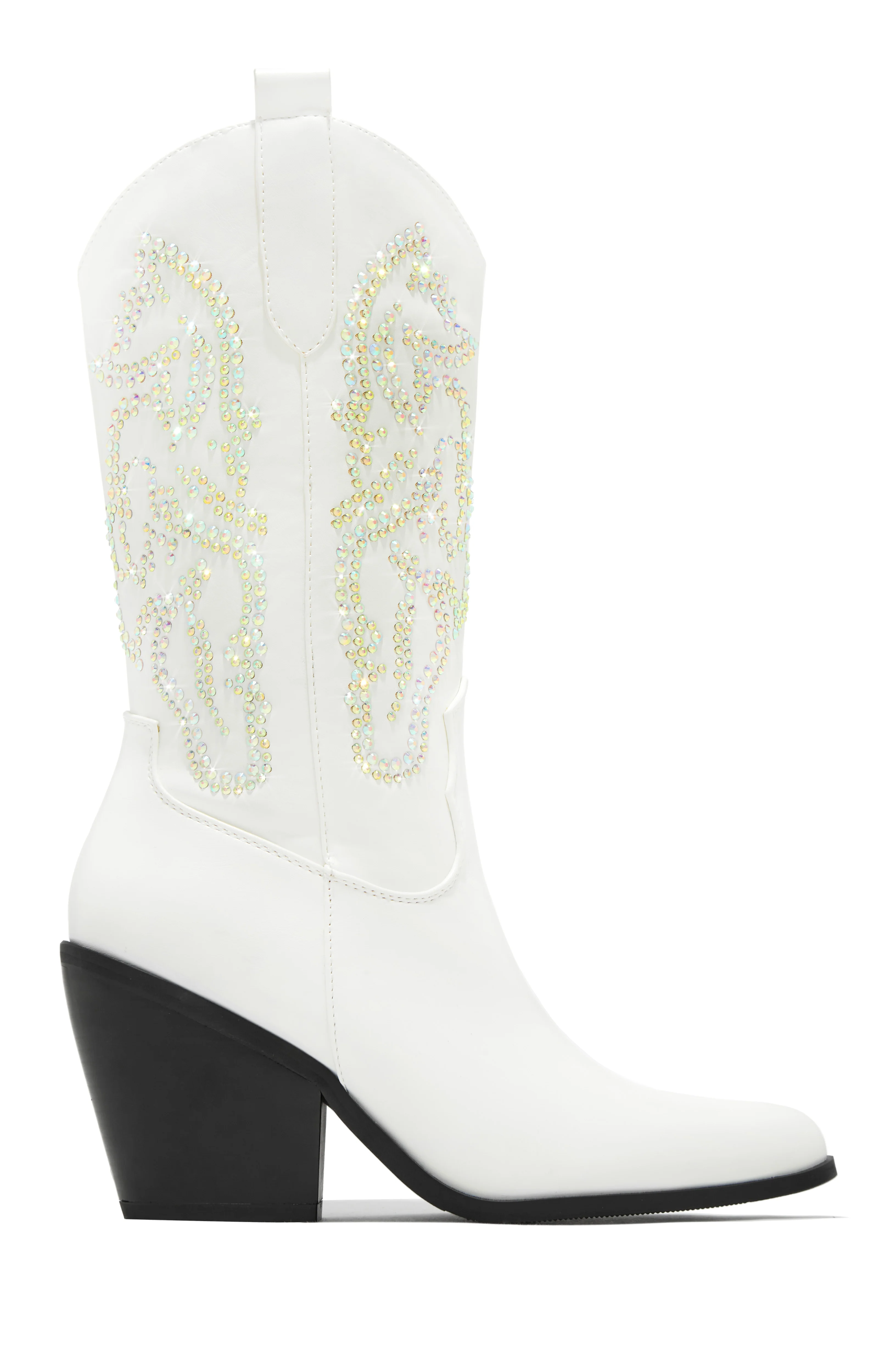 Best In The West Embellished Cowgirl Boots - White - Image 3