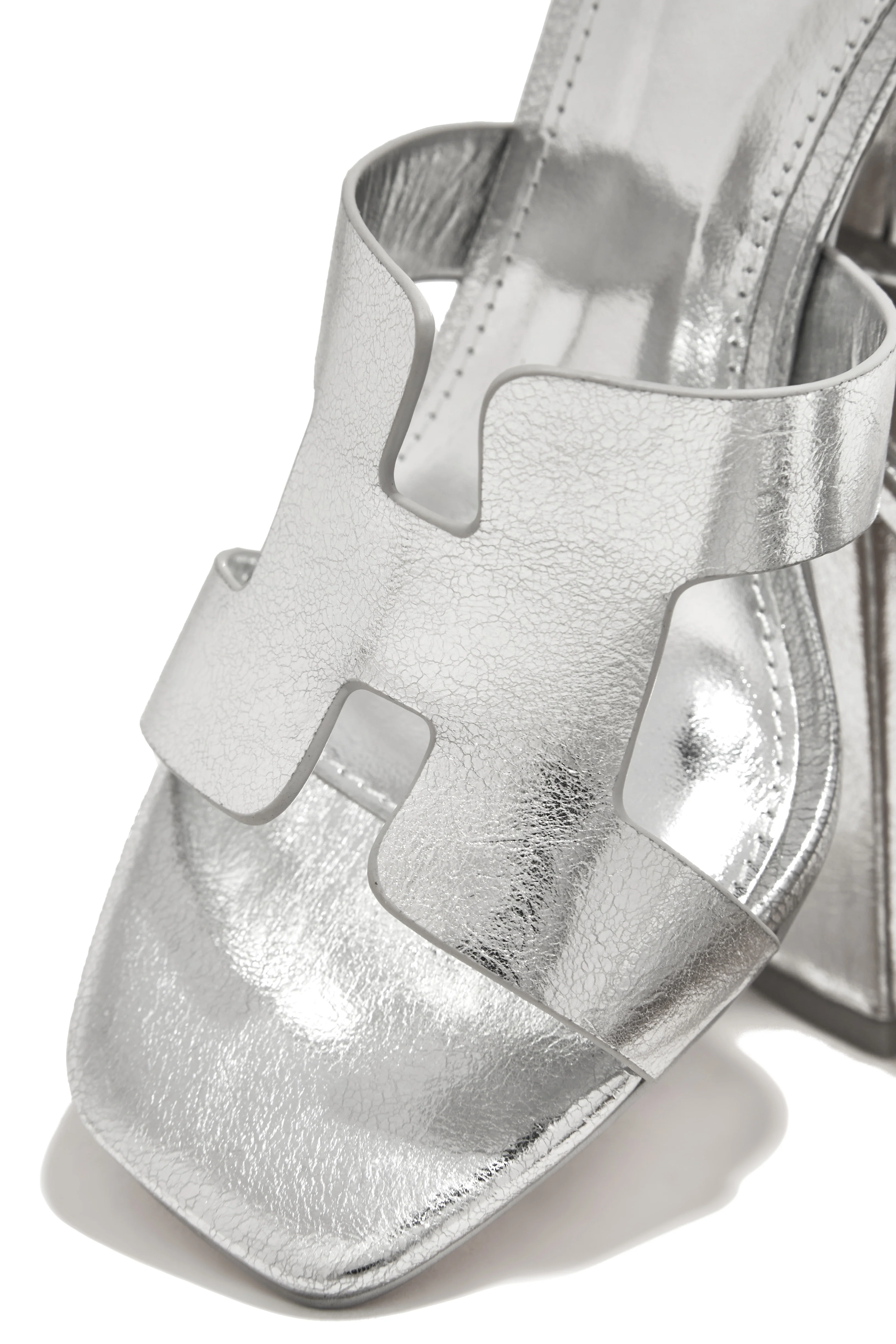 Bianka Block Mid Heels - Silver - Image 3