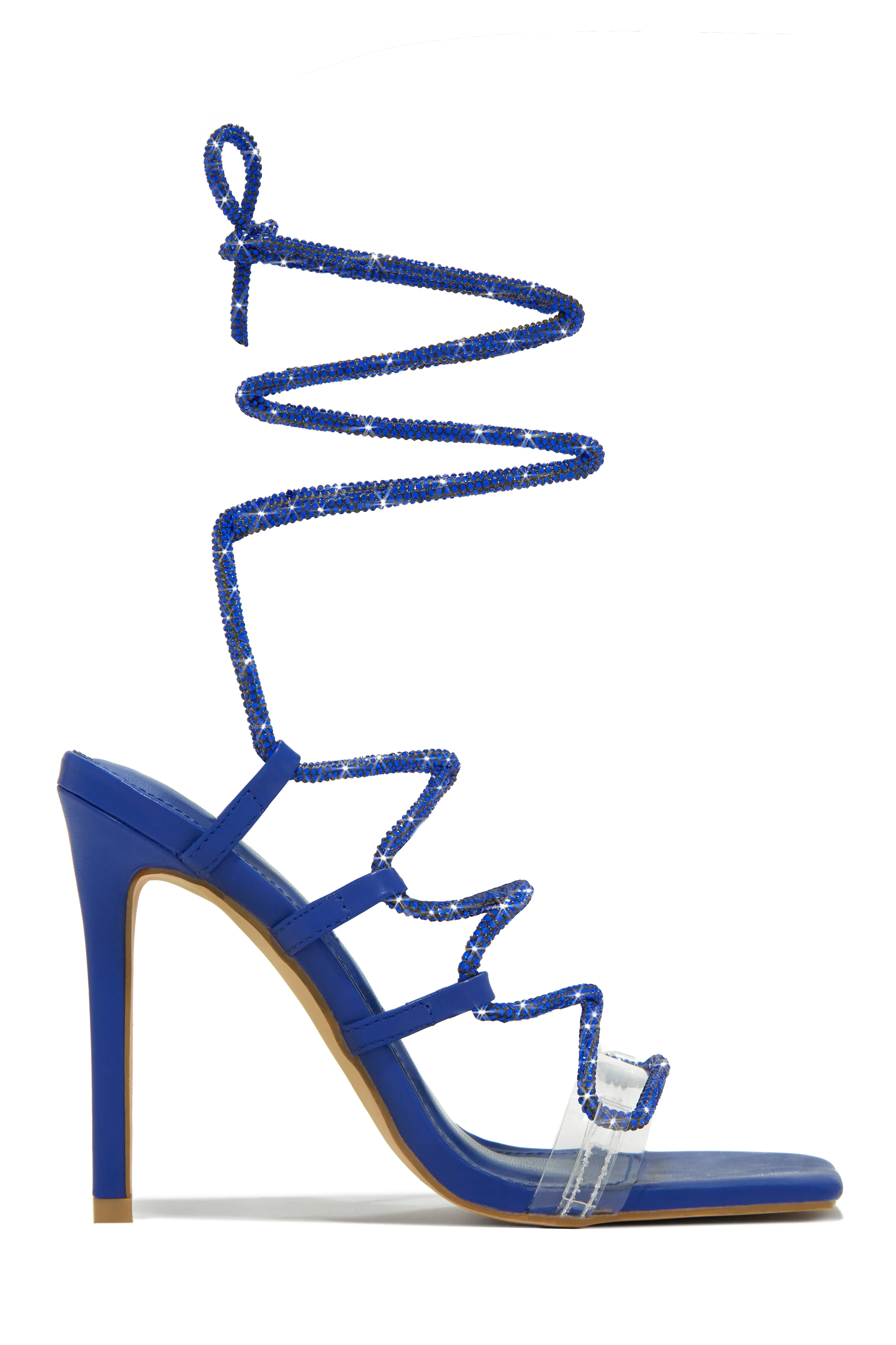 Birthday Wishes Embellished Lace Up Heels - Blue - Image 3