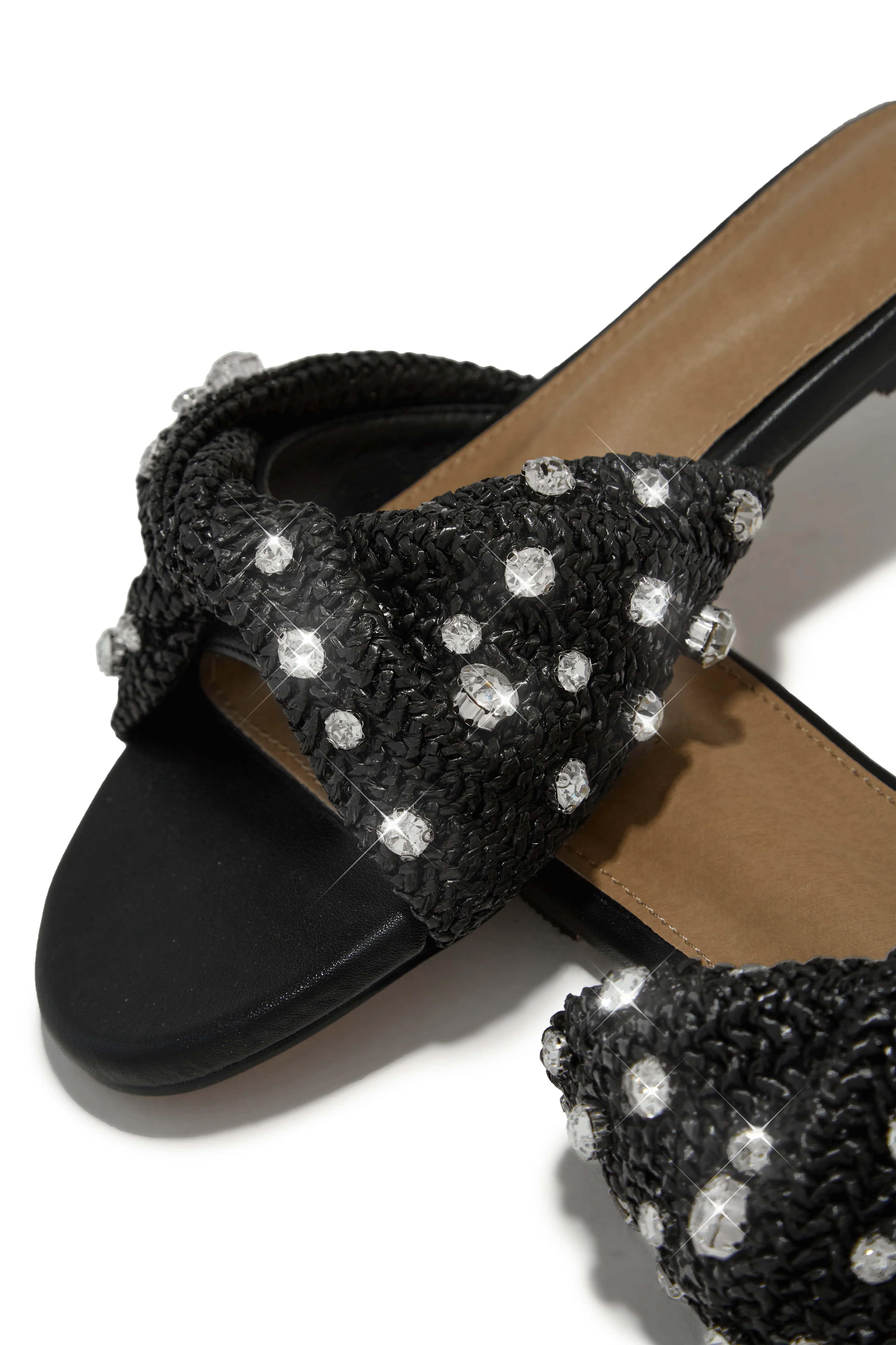 Cabana Sunsets Embellished Slip On Sandals - Black - Image 6