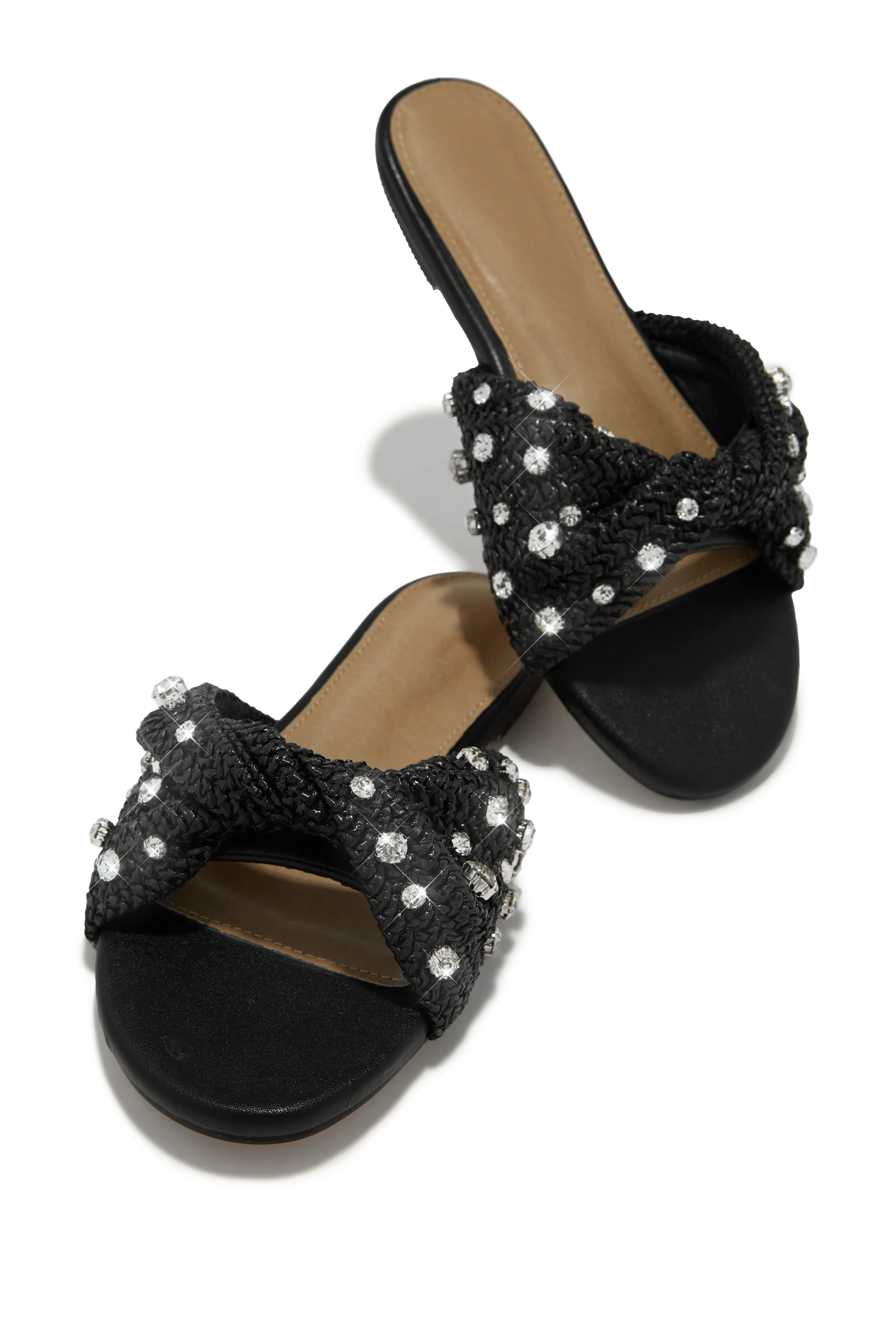 Cabana Sunsets Embellished Slip On Sandals - Black - Image 8