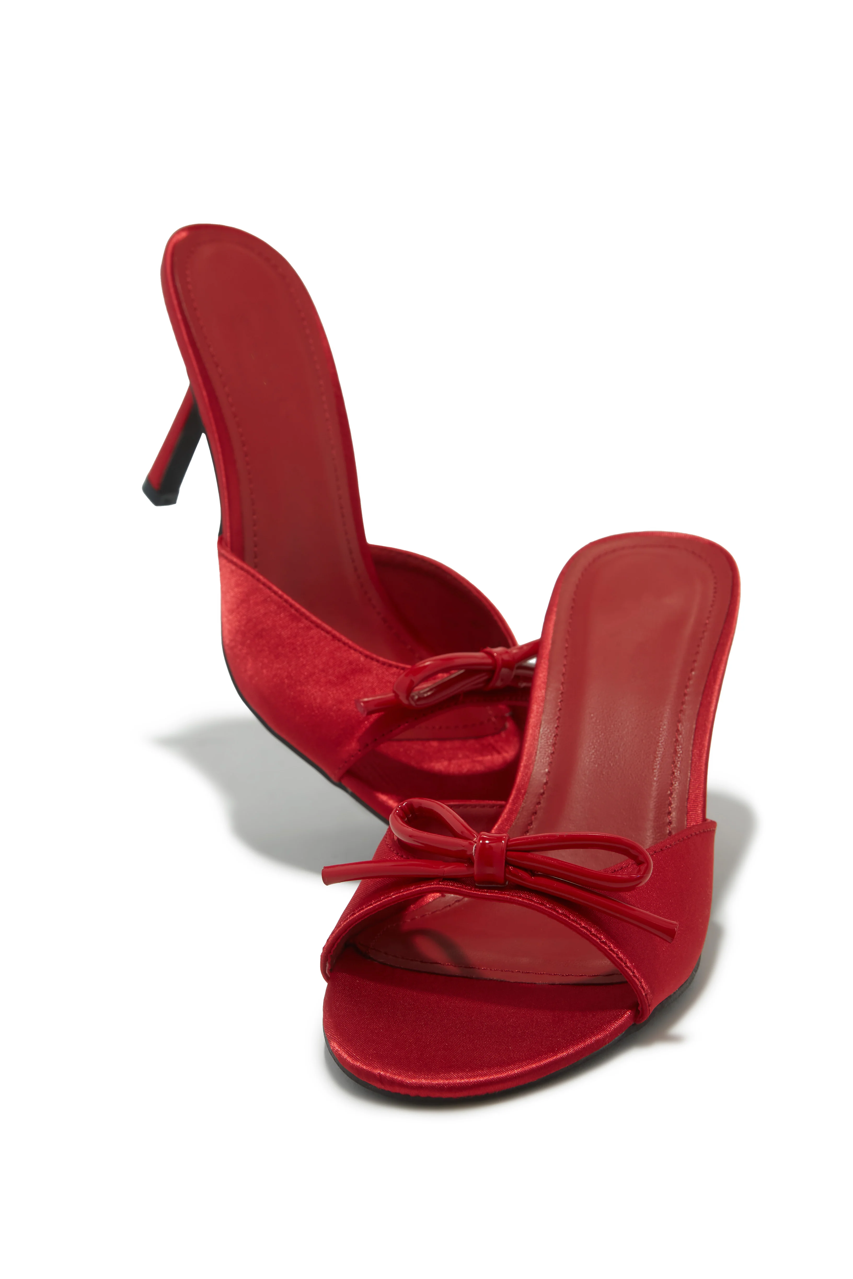 Camila Mid Heel Mules - Cherry