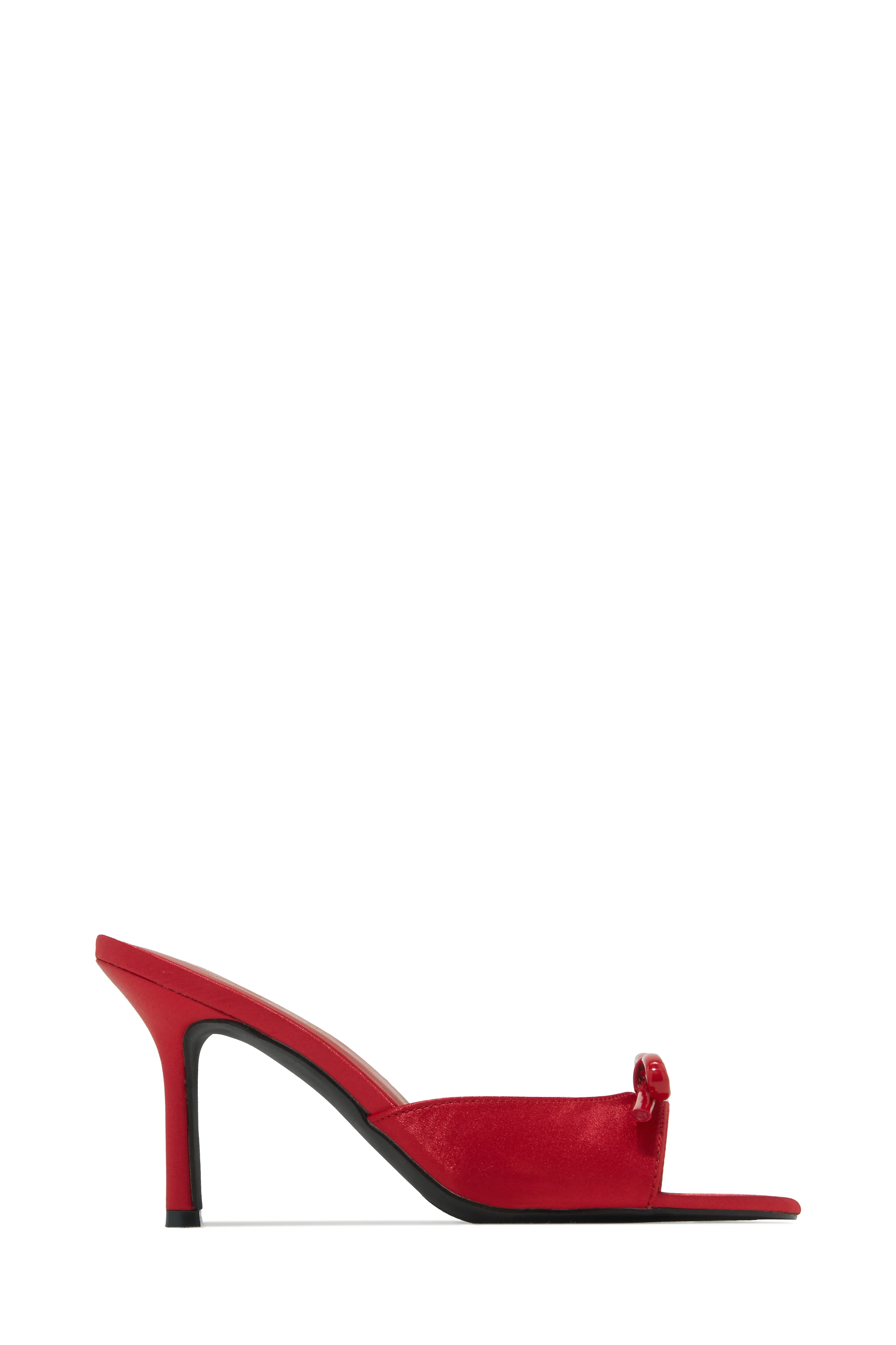 Camila Mid Heel Mules - Cherry - Image 4