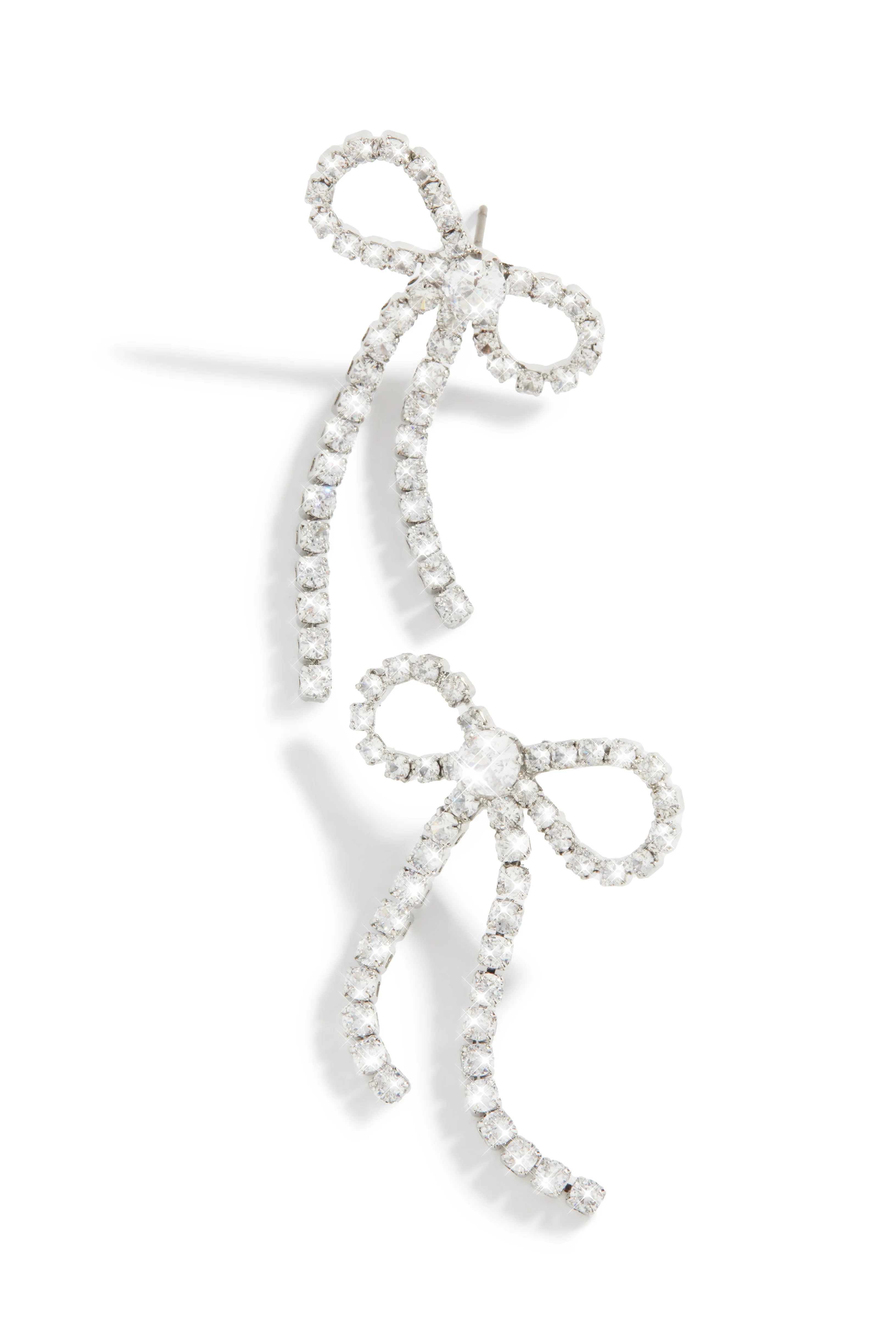 Cassia Embellished Bow Tie Earring - Silver - Image 2