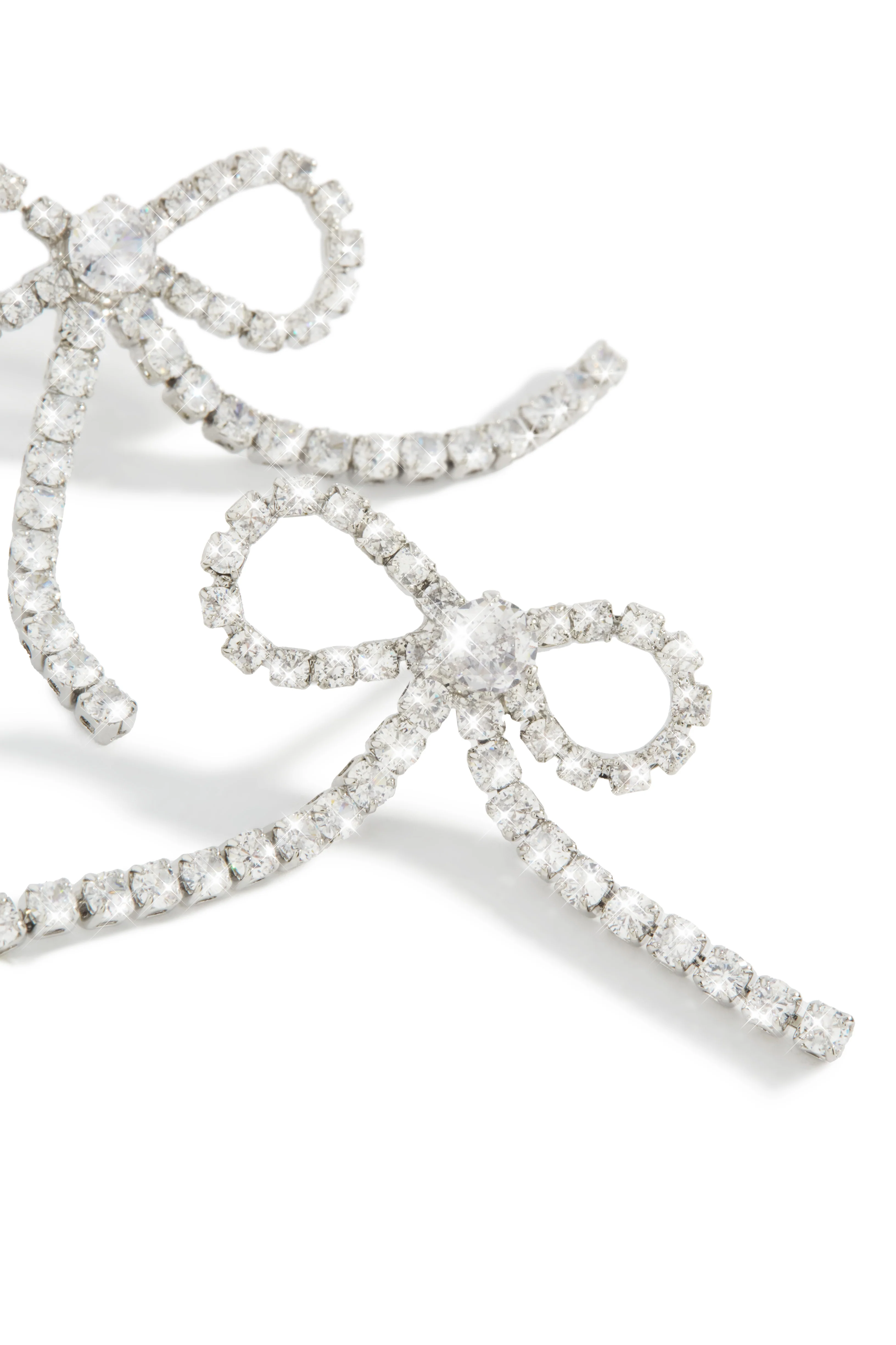 Cassia Embellished Bow Tie Earring - Silver - Image 3
