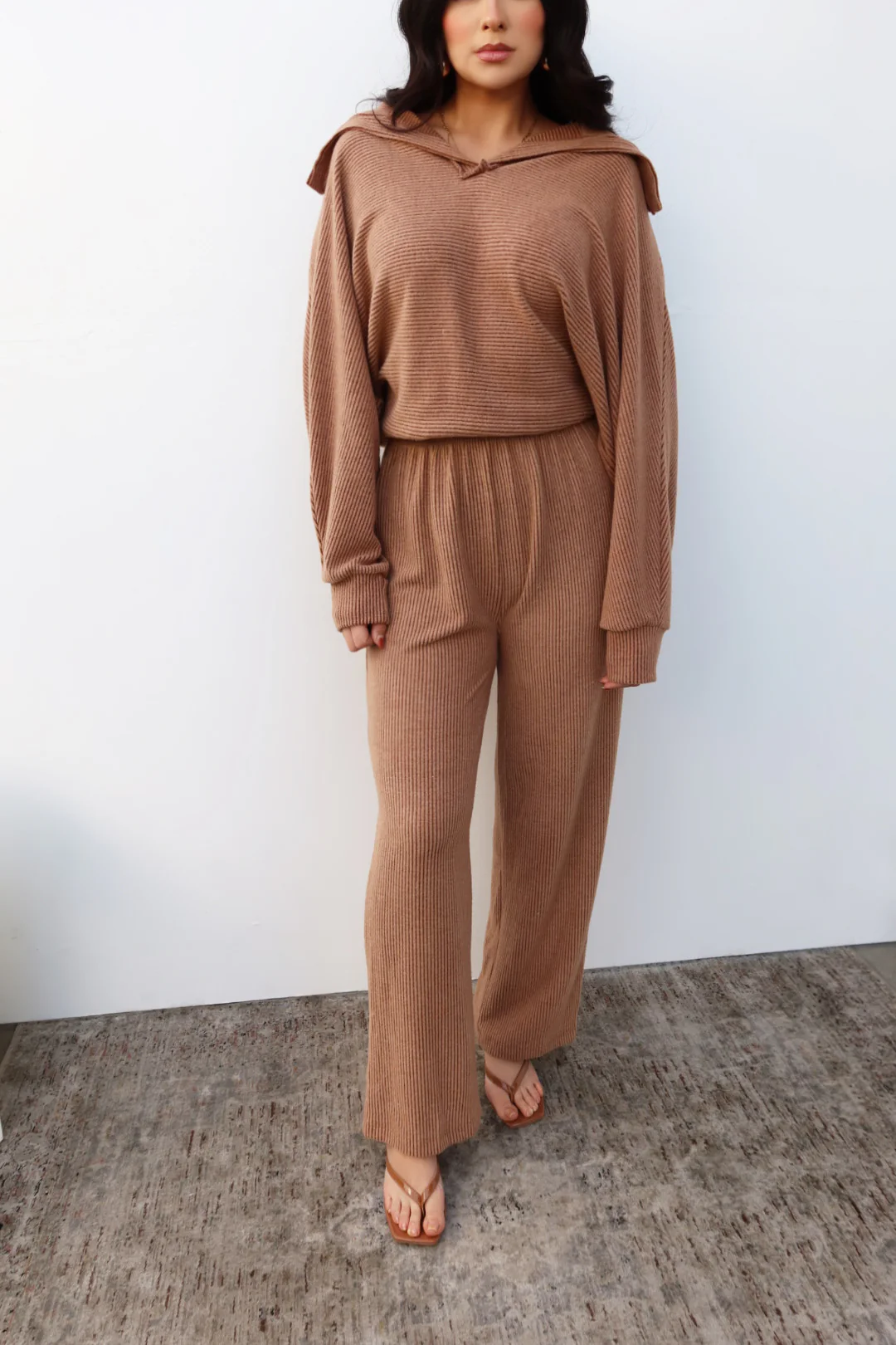 Sami Wide Leg Lounge Pant - Latte - Image 3