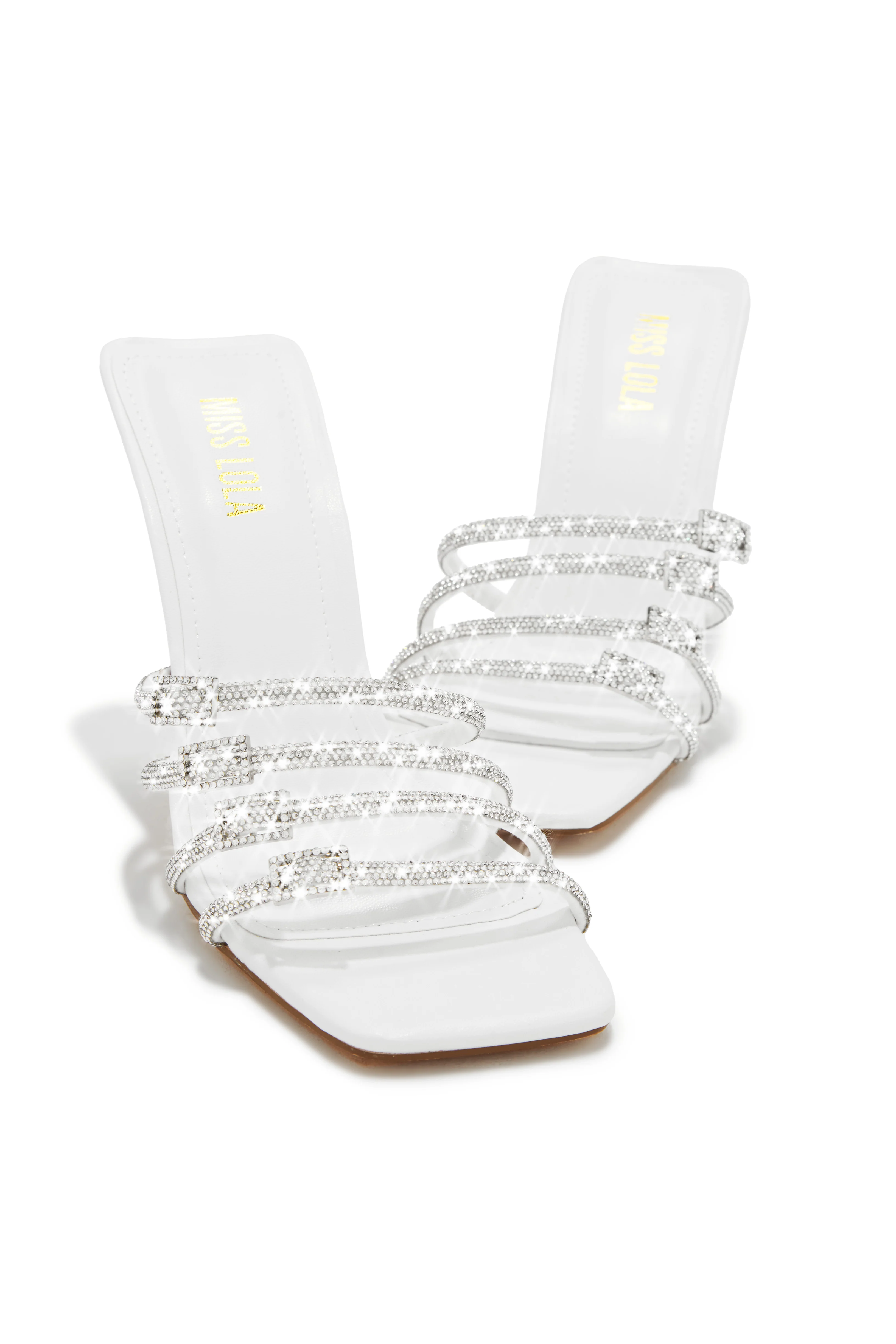 Champagne Taste Embellished High Heel Mules - White - Image 4