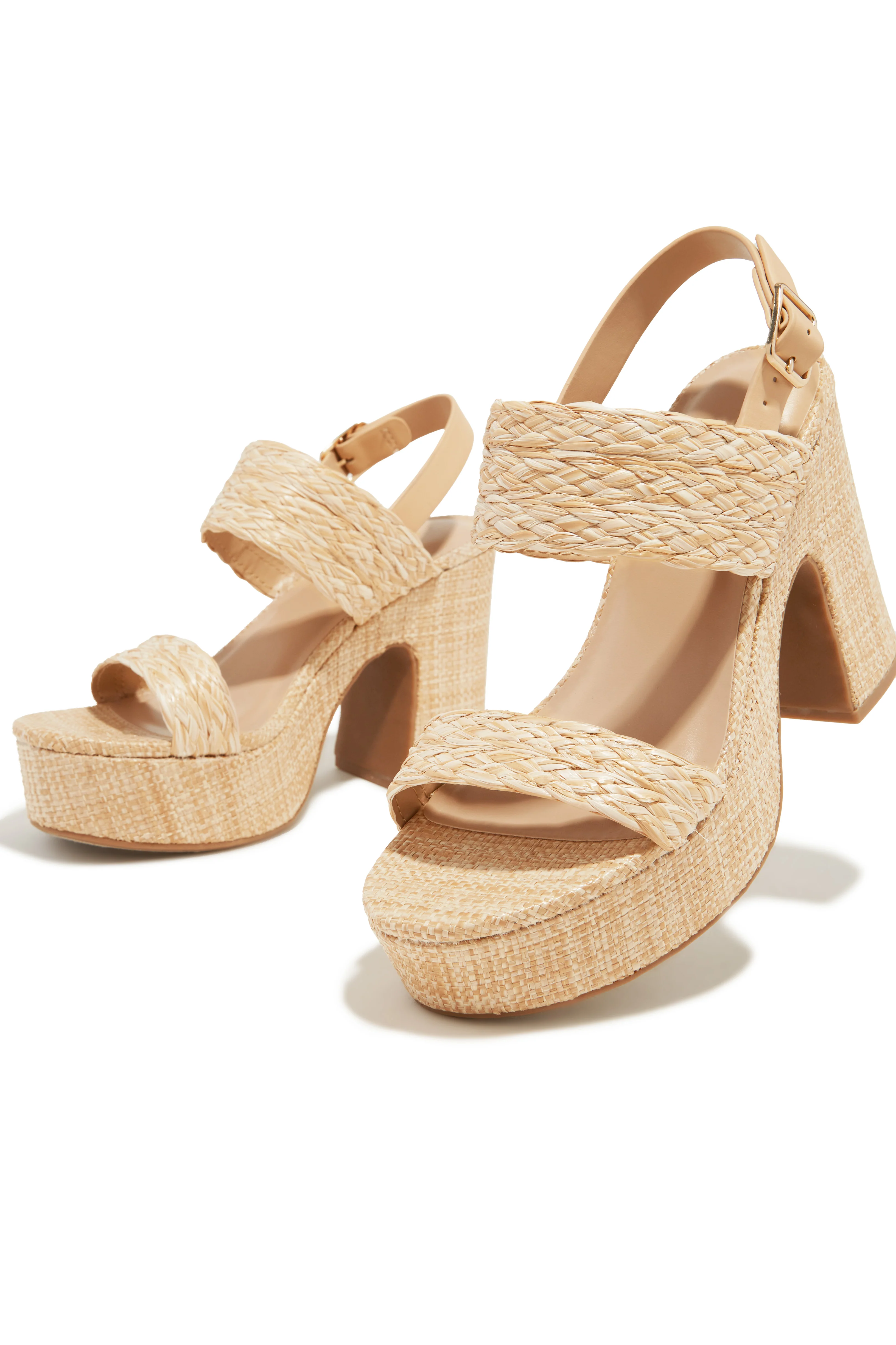 Chelsea Platform Block Heels - Natural - Image 2