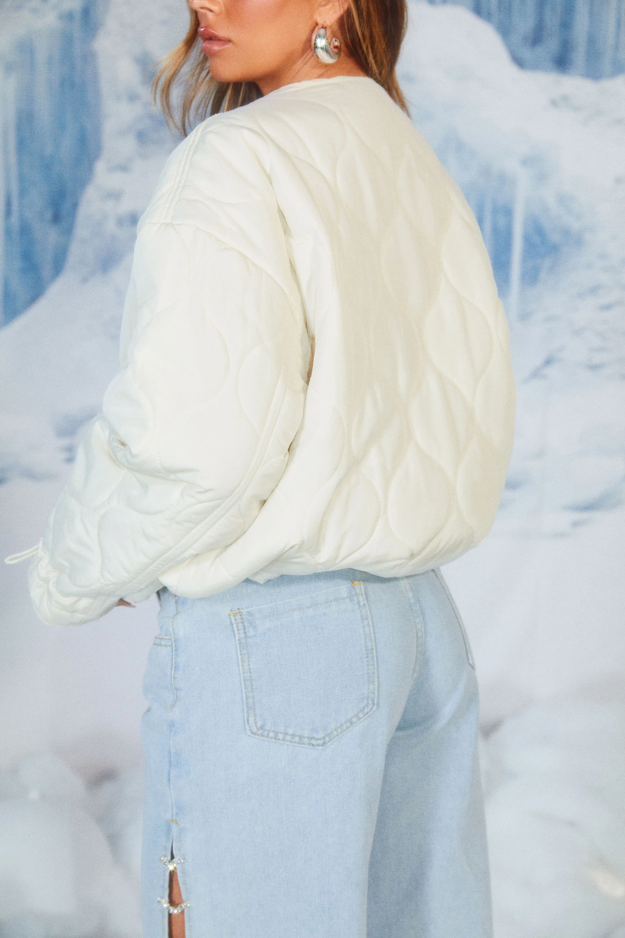 Chilly Nights Quilted Puffer Jacket - Cream - Image 3
