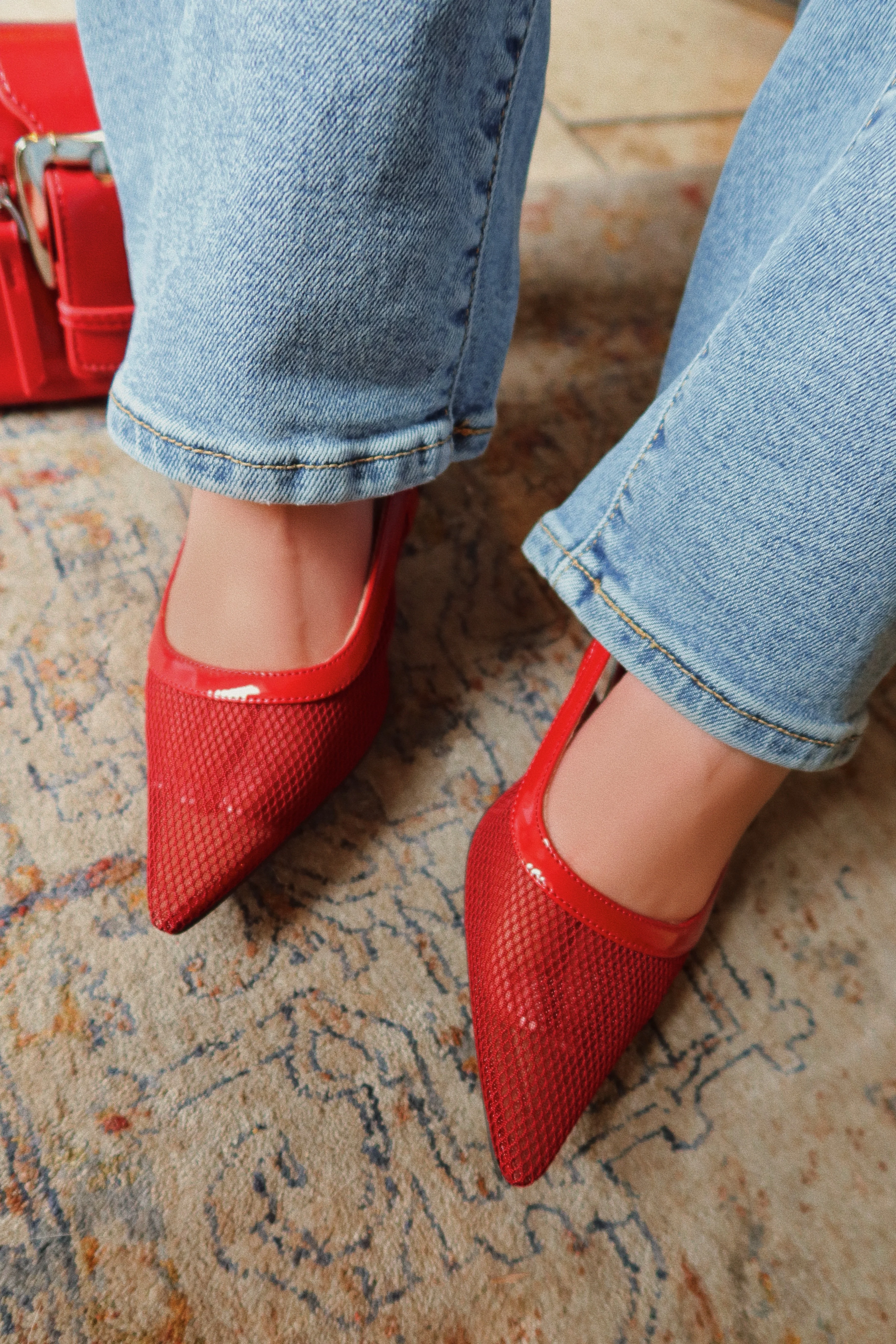Chloey Slingback Mid Heel Pumps - Wine - Image 4